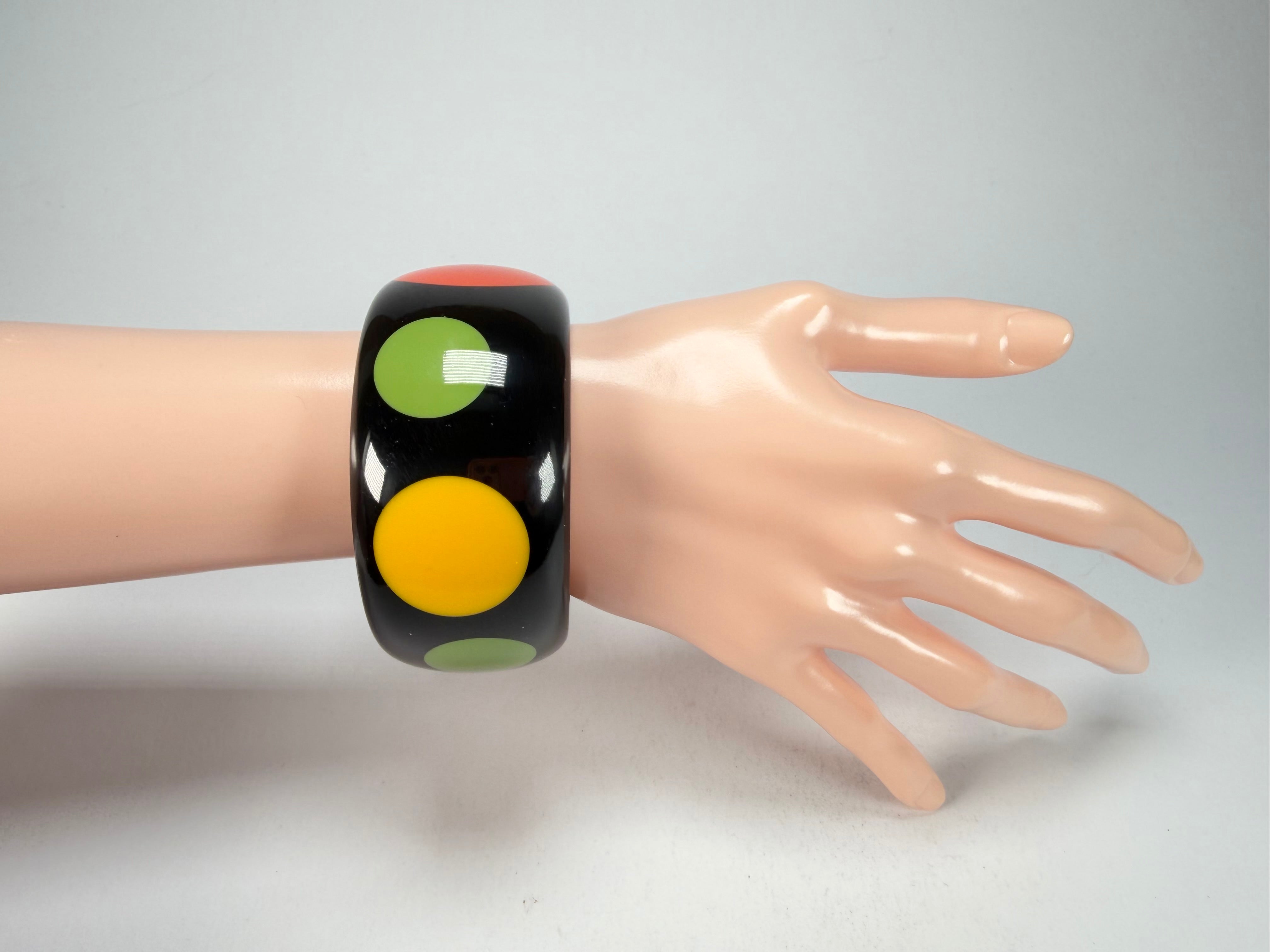 Marion Godart - BSX "Motif à Pois" Black & Mix Colours Solid Round 3.4cm Bangle