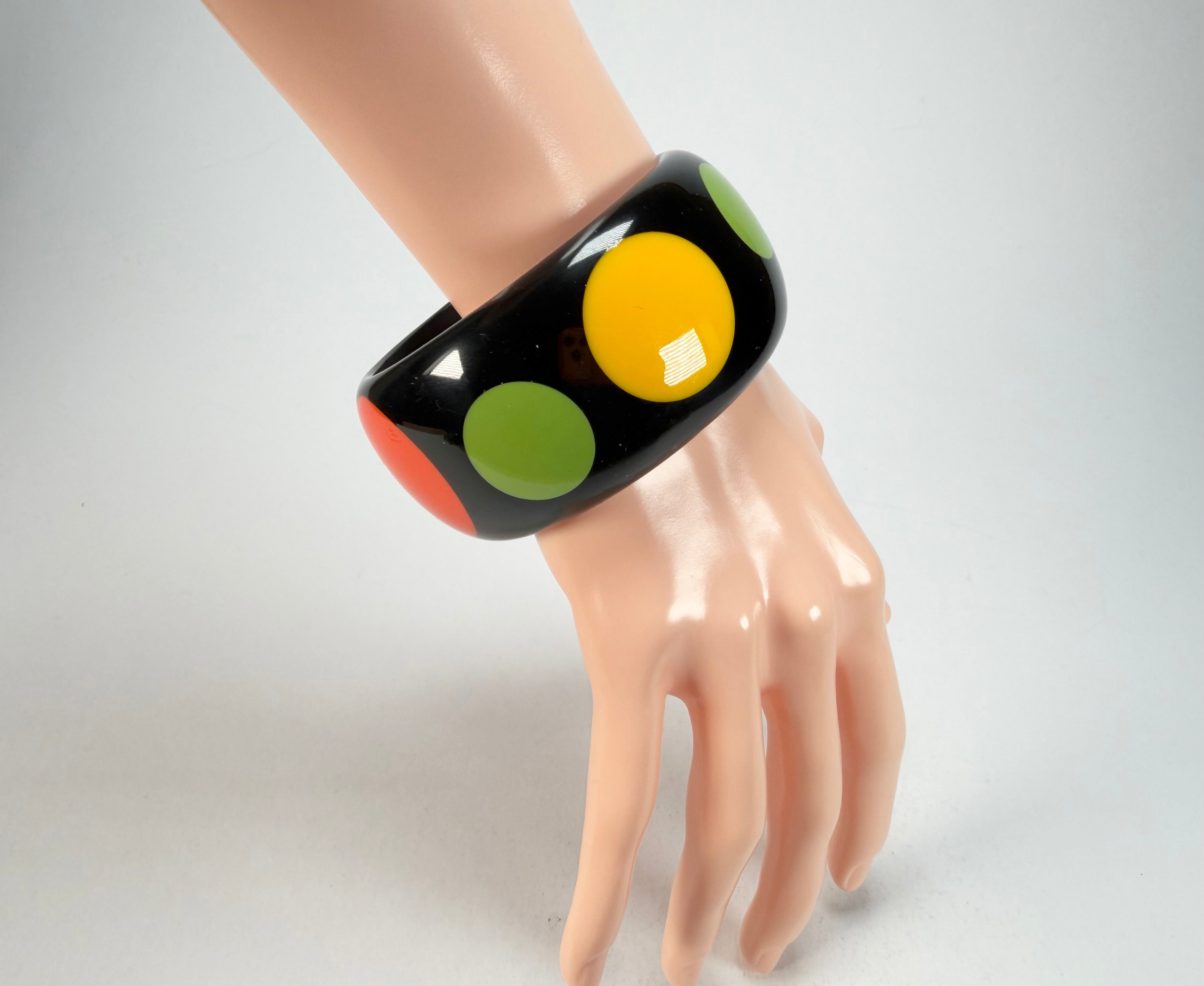 Marion Godart - BSX "Motif à Pois" Black & Mix Colours Solid Round 3.4cm Bangle