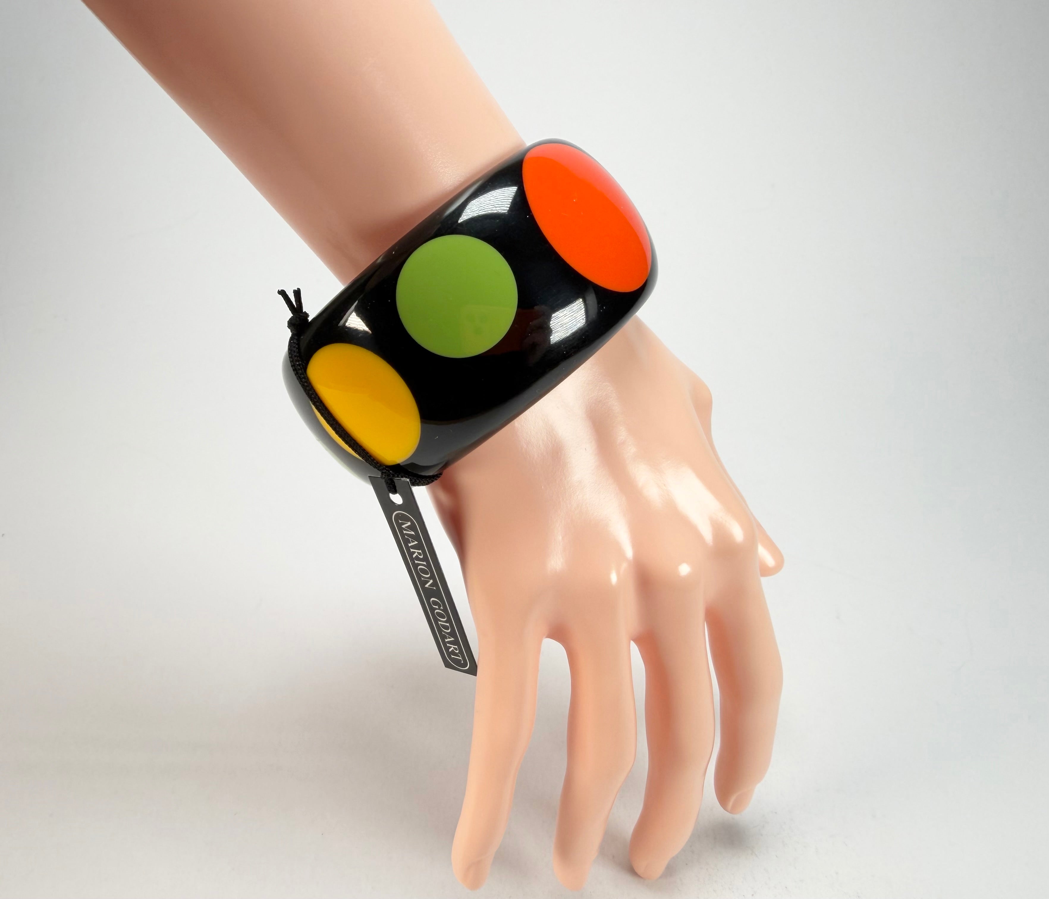 Marion Godart - BSX "Motif à Pois" Black & Mix Colours Solid Round 3.4cm Bangle