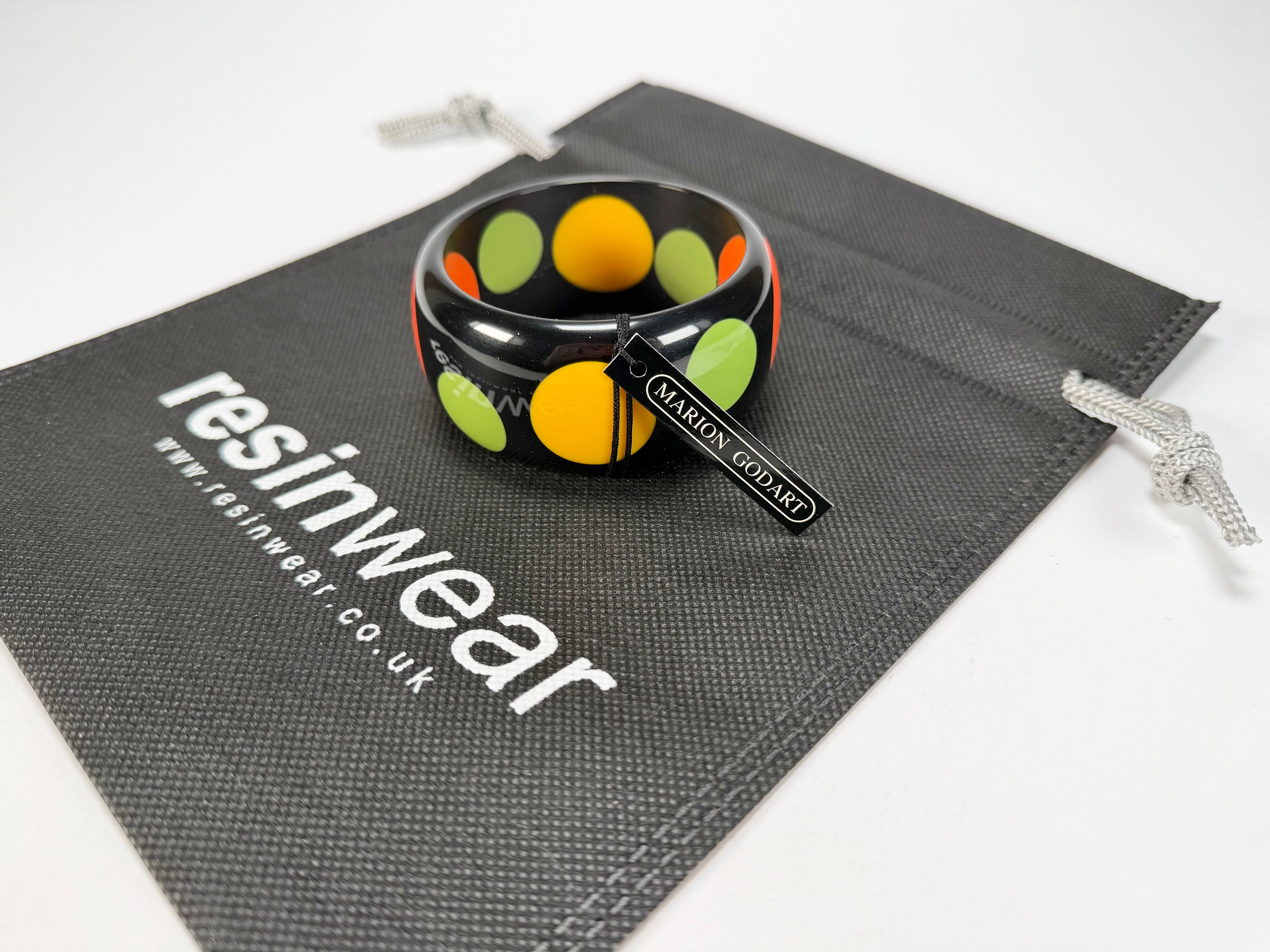 Marion Godart - BSX "Motif à Pois" Black & Mix Colours Solid Round 3.4cm Bangle