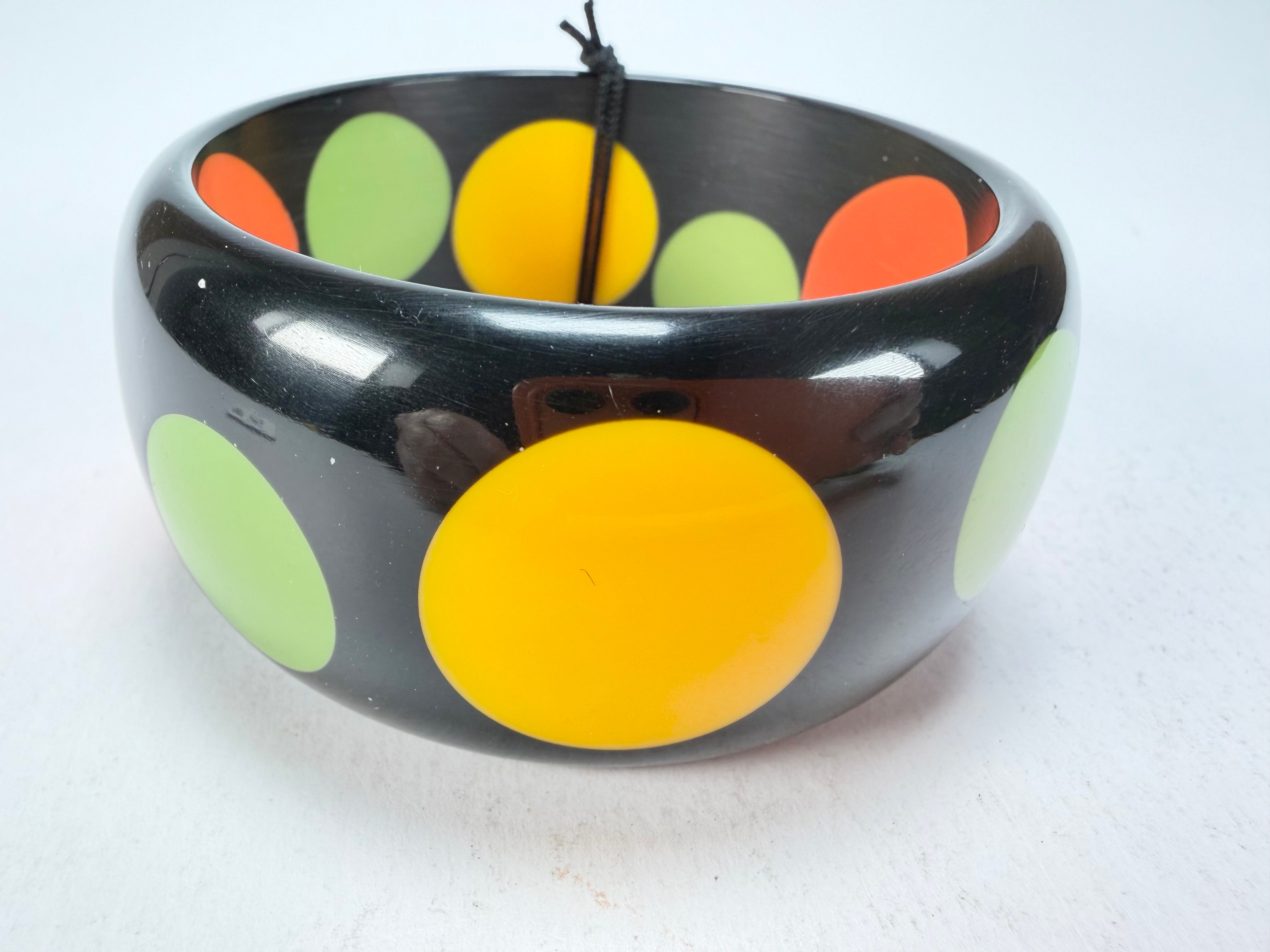 Marion Godart - BSX "Motif à Pois" Black & Mix Colours Solid Round 3.4cm Bangle