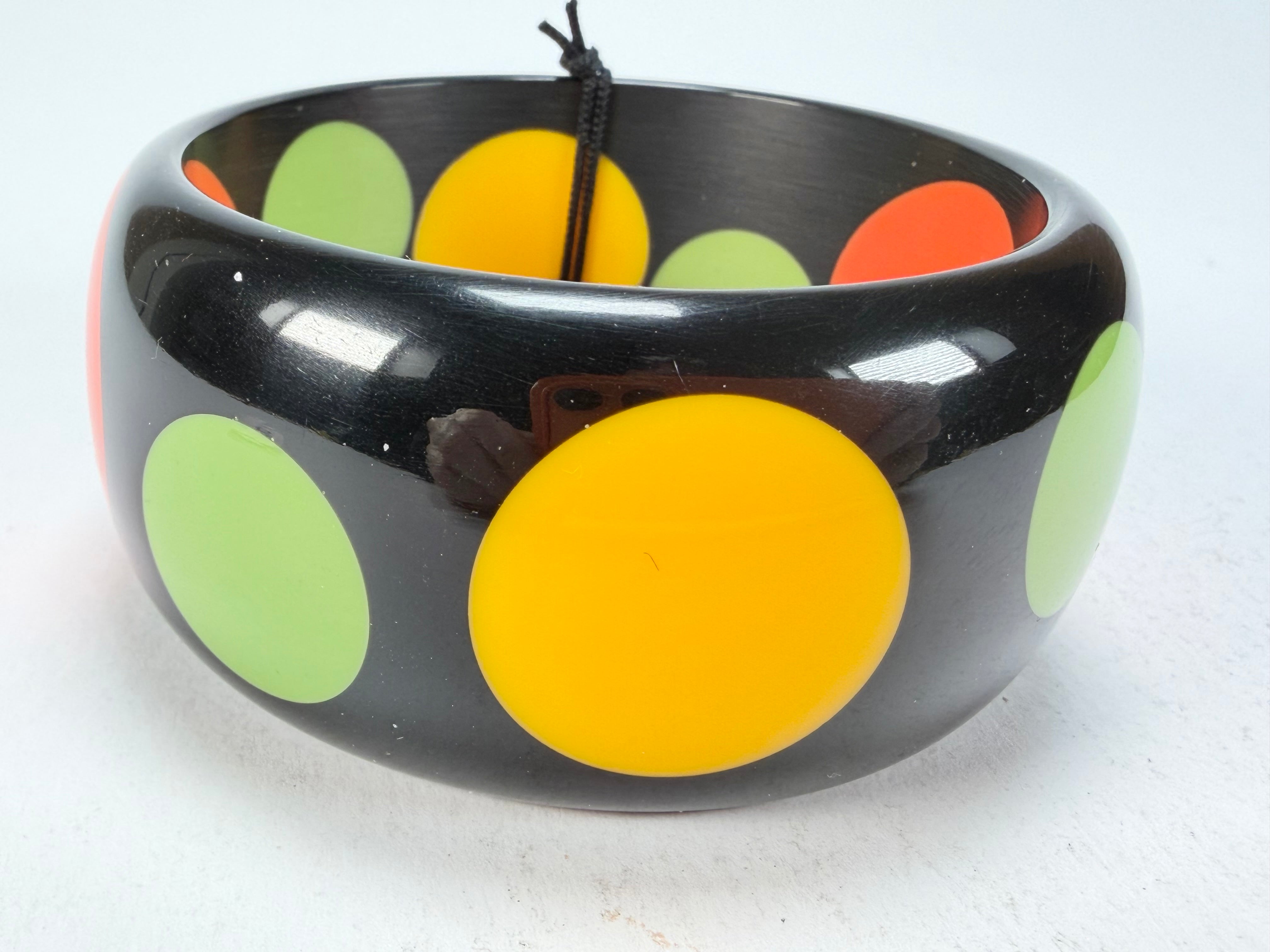 Marion Godart - BSX "Motif à Pois" Black & Mix Colours Solid Round 3.4cm Bangle