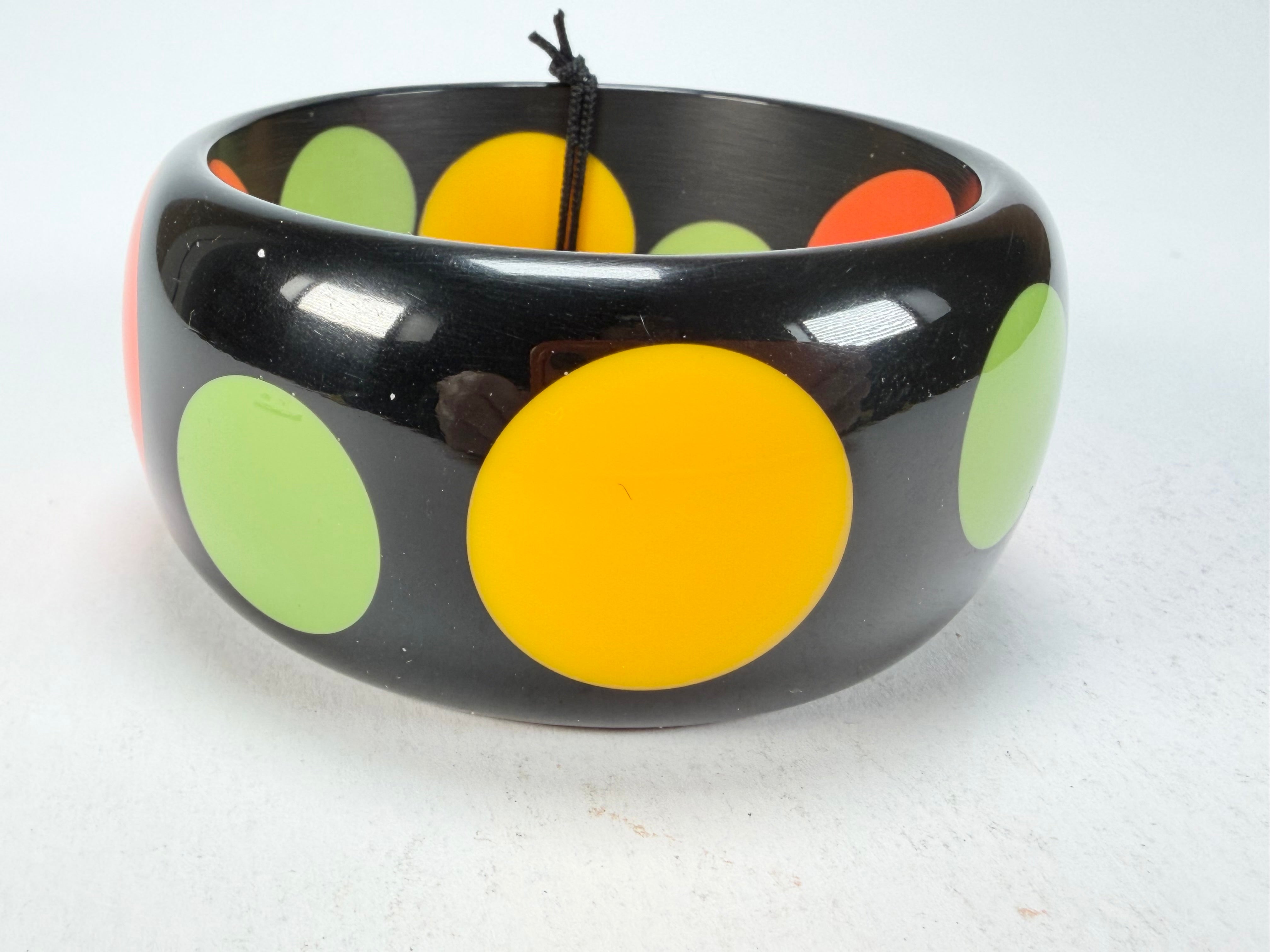 Marion Godart - BSX "Motif à Pois" Black & Mix Colours Solid Round 3.4cm Bangle