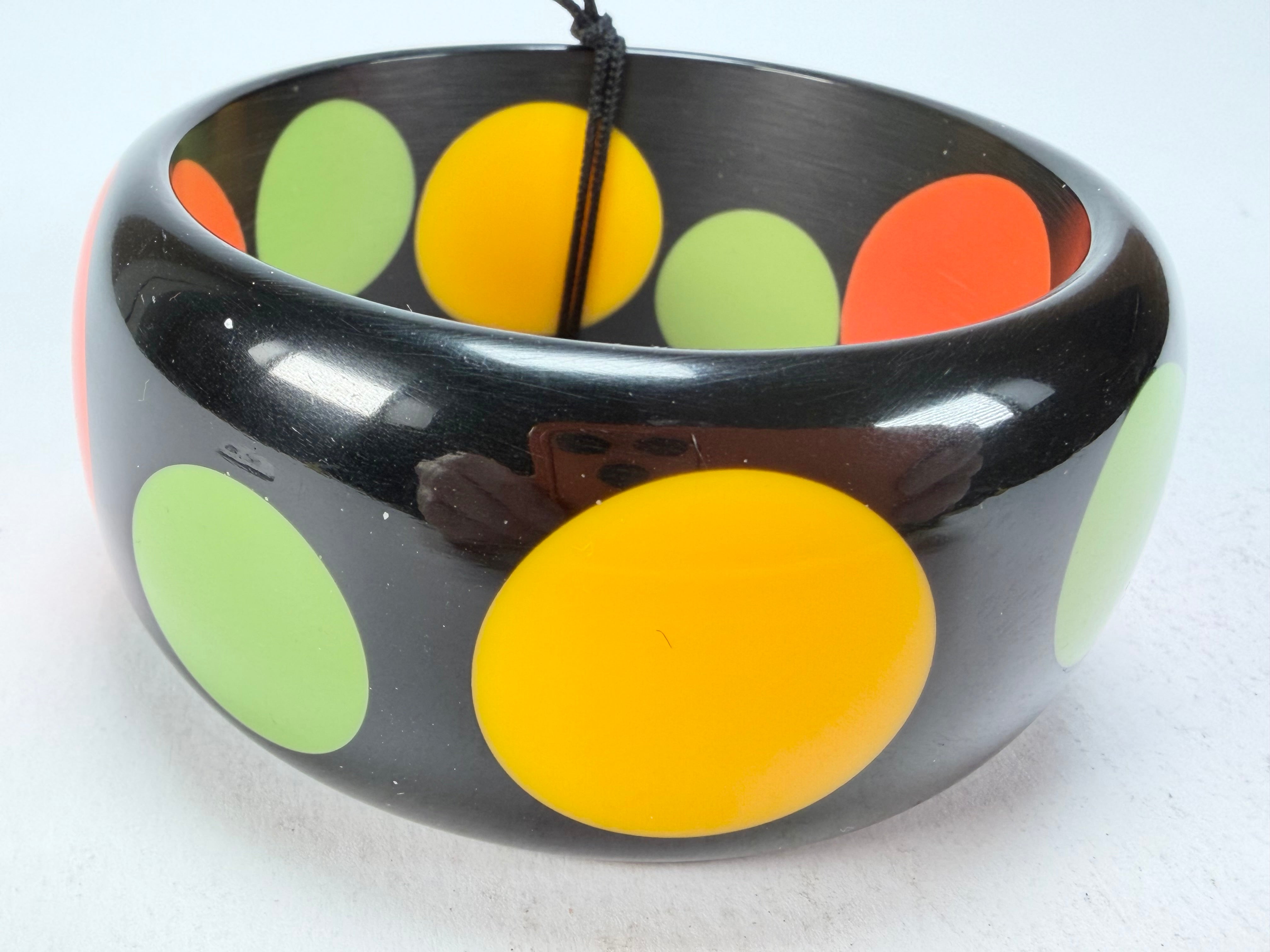 Marion Godart - BSX "Motif à Pois" Black & Mix Colours Solid Round 3.4cm Bangle