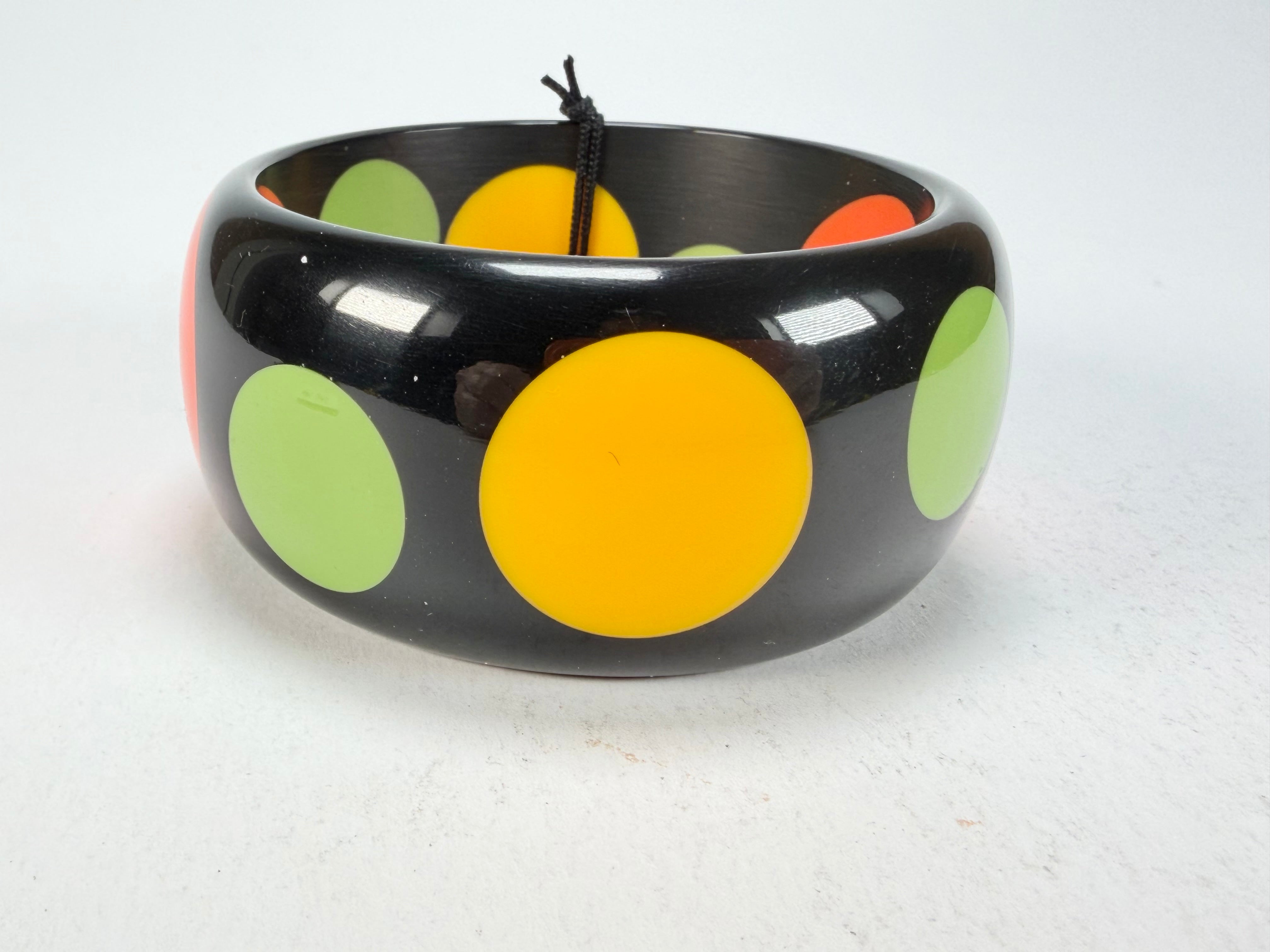 Marion Godart - BSX "Motif à Pois" Black & Mix Colours Solid Round 3.4cm Bangle