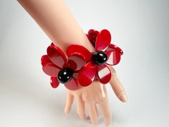 Marion Godart - Floral "Grand Pétale" Red Flower Elasticated Resin Bracelet