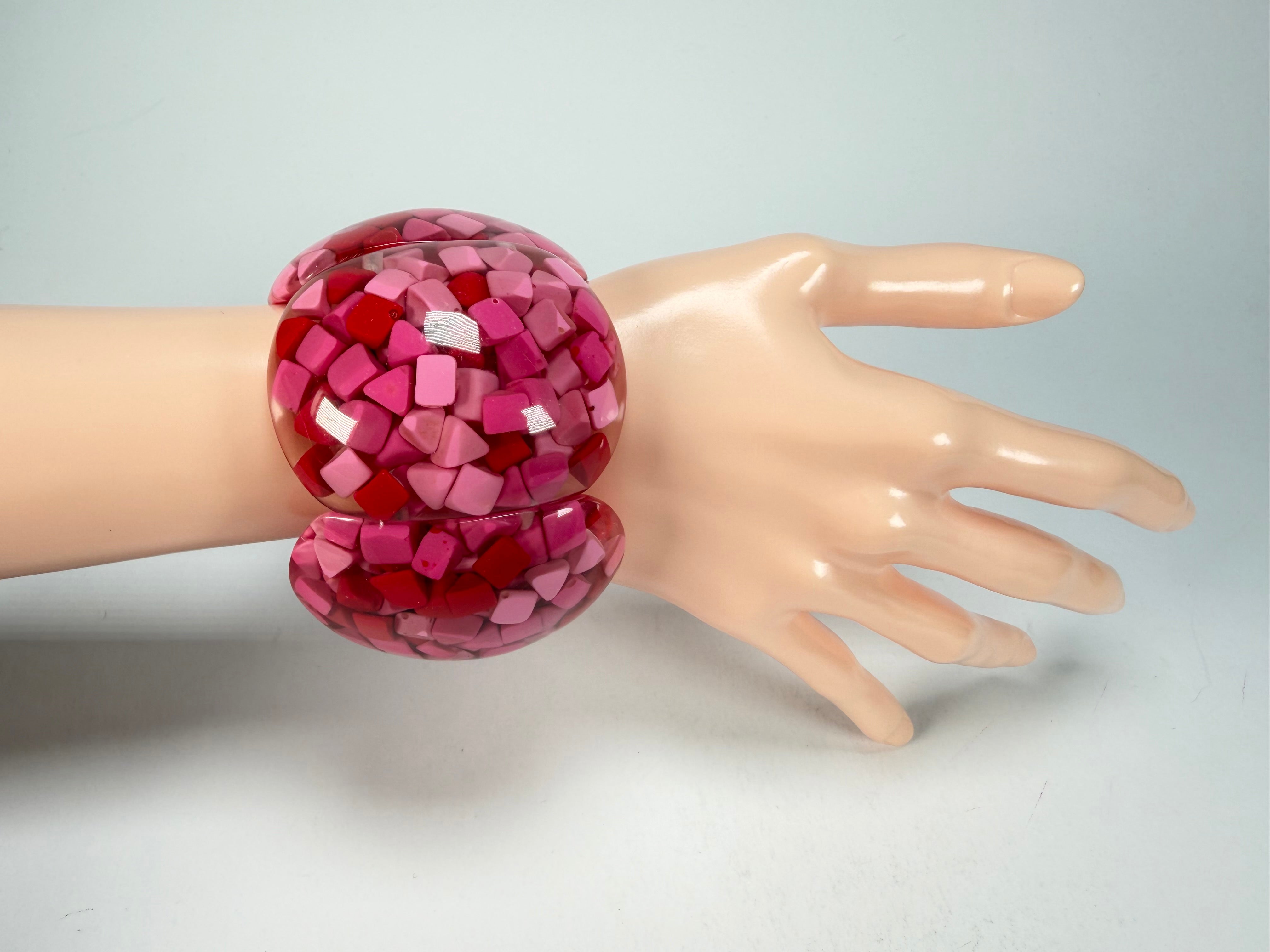 Marion Godart - Confetti "Cinq Pièces" Pink Mix Elasticated Resin Bracelet