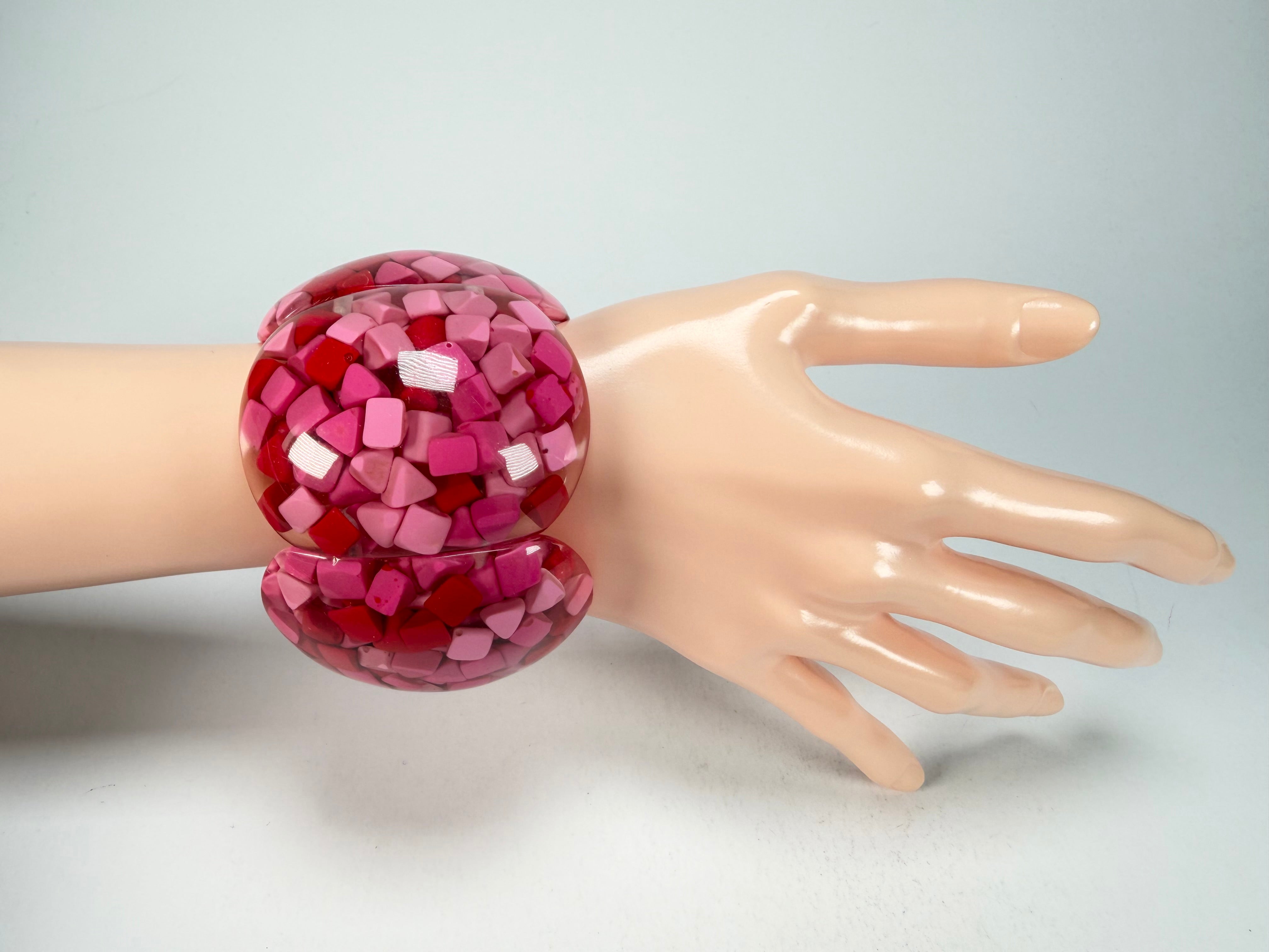 Marion Godart - Confetti "Cinq Pièces" Pink Mix Elasticated Resin Bracelet