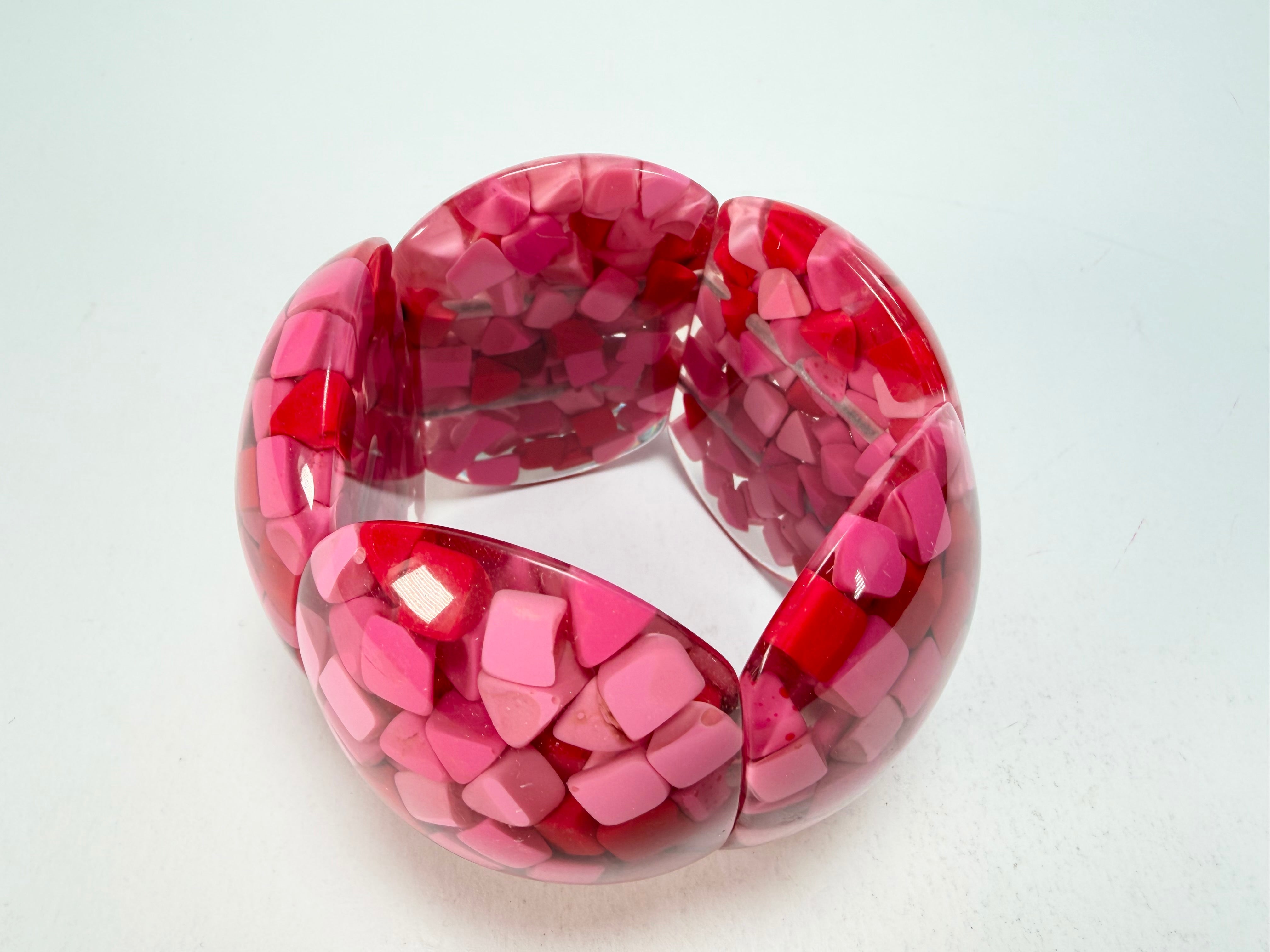 Marion Godart - Confetti "Cinq Pièces" Pink Mix Elasticated Resin Bracelet