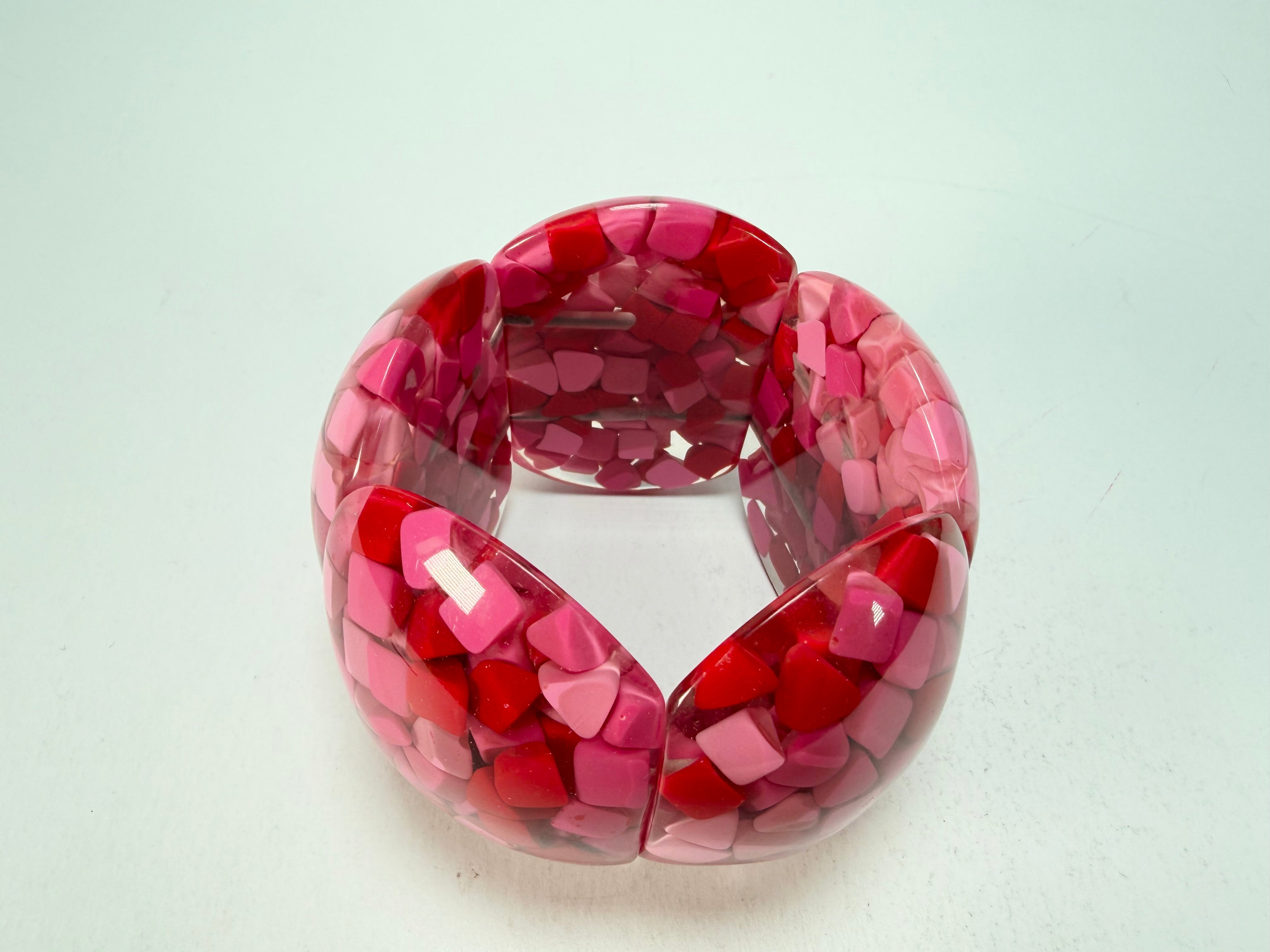 Marion Godart - Confetti "Cinq Pièces" Pink Mix Elasticated Resin Bracelet