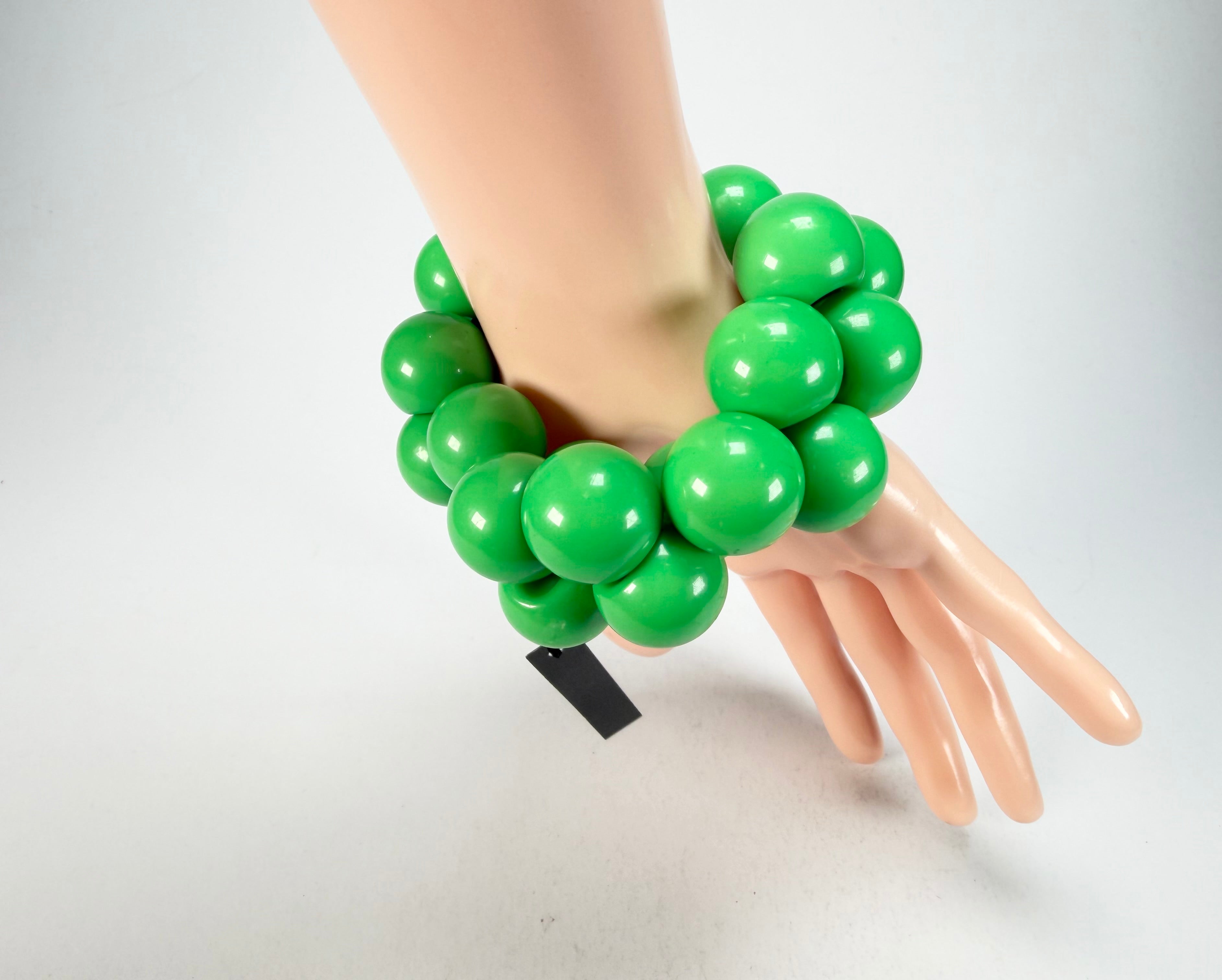 Marion Godart - Grapes "Poignée" Bright Green Large Cluster Elasticated Resin Bracelet