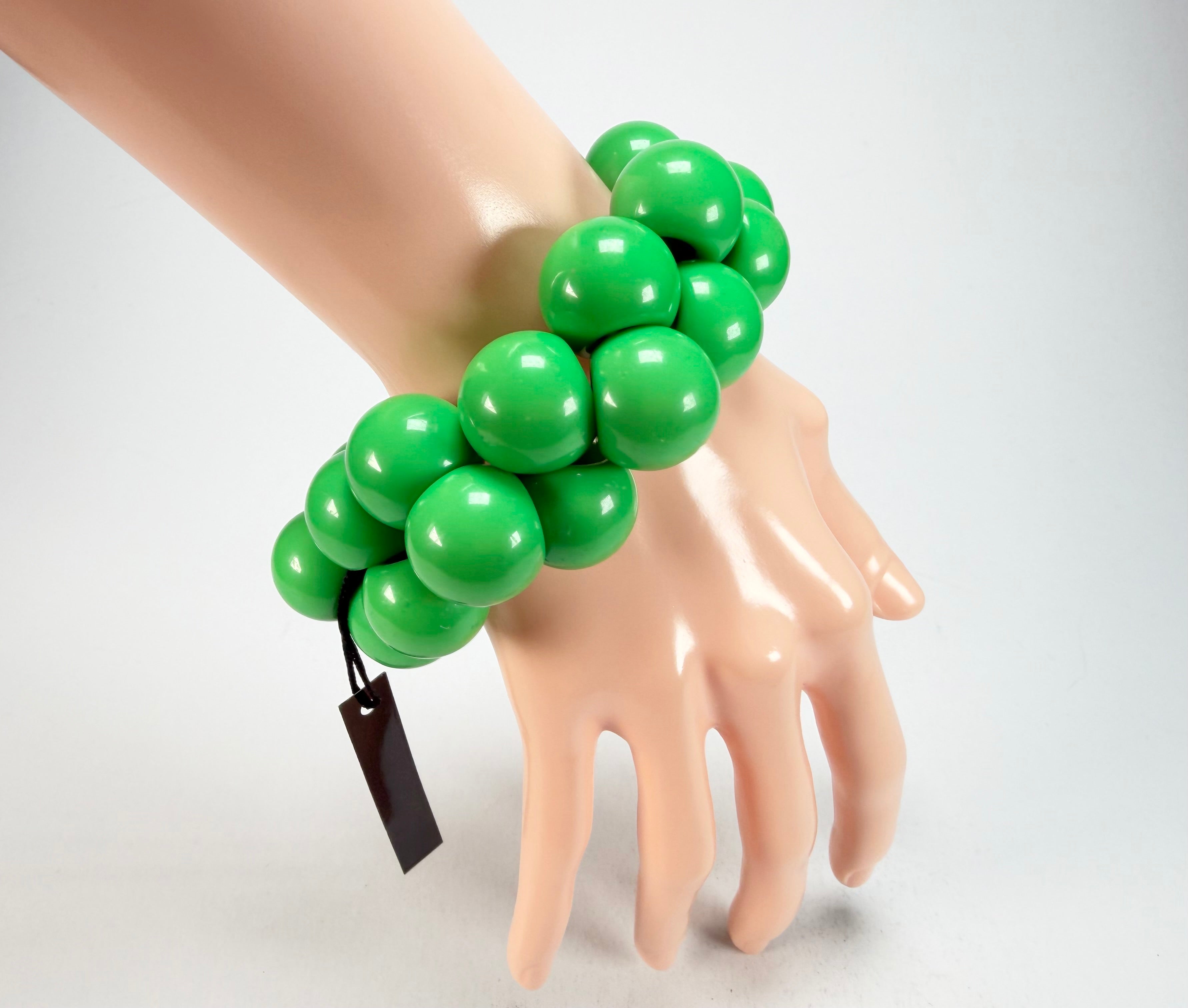 Marion Godart - Grapes "Poignée" Bright Green Large Cluster Elasticated Resin Bracelet