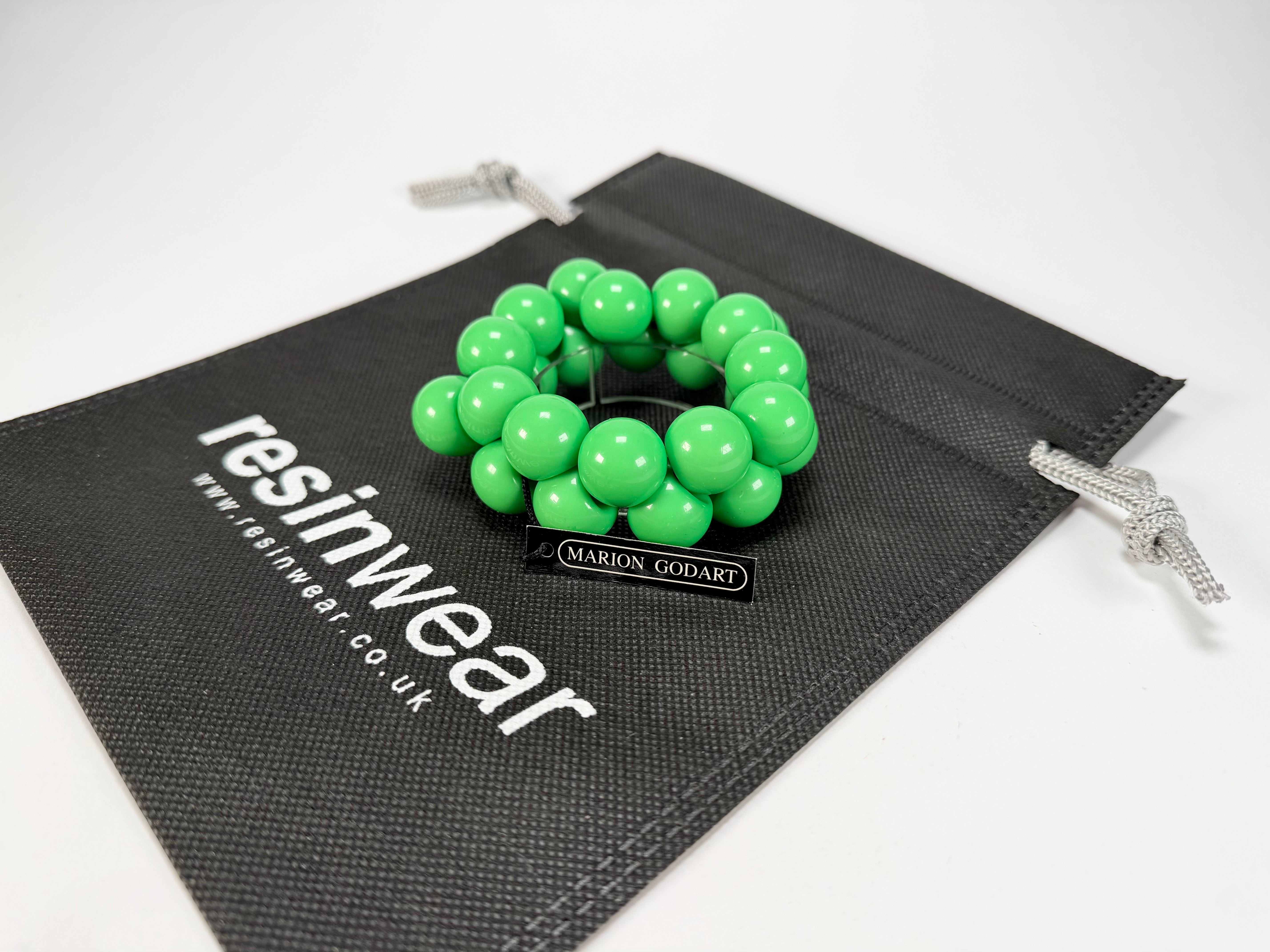 Marion Godart - Grapes "Poignée" Bright Green Large Cluster Elasticated Resin Bracelet