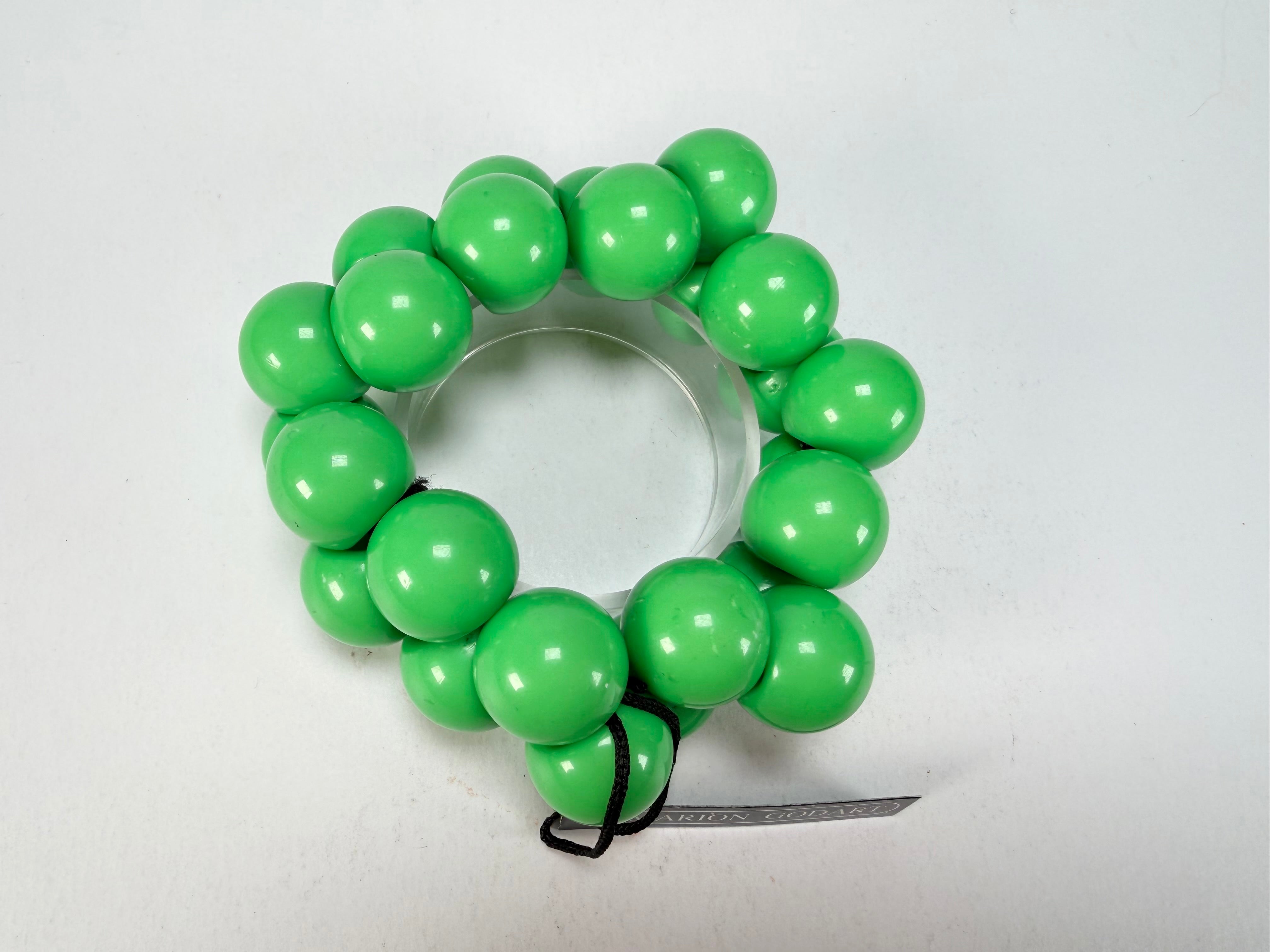 Marion Godart - Grapes "Poignée" Bright Green Large Cluster Elasticated Resin Bracelet