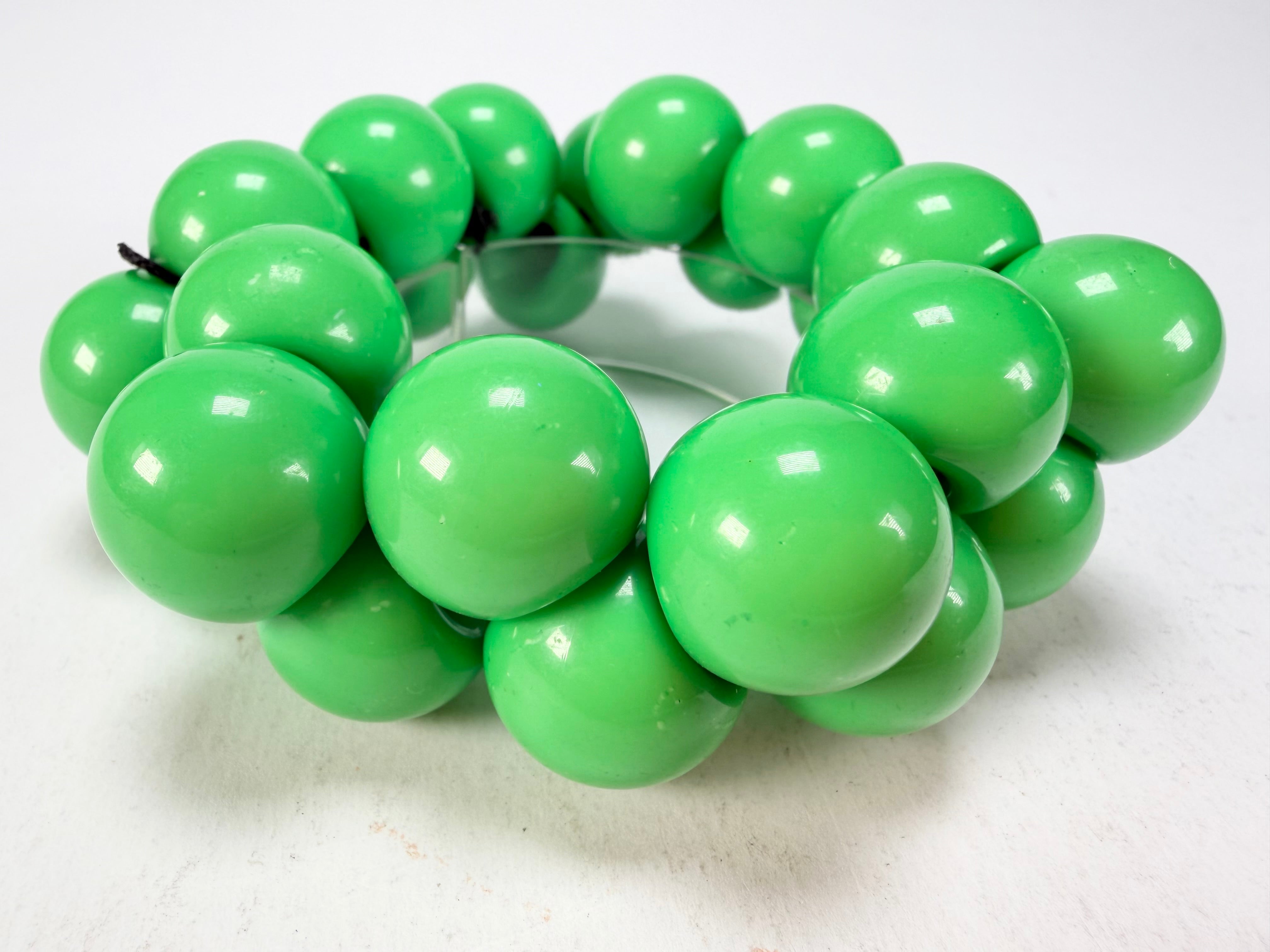Marion Godart - Grapes "Poignée" Bright Green Large Cluster Elasticated Resin Bracelet