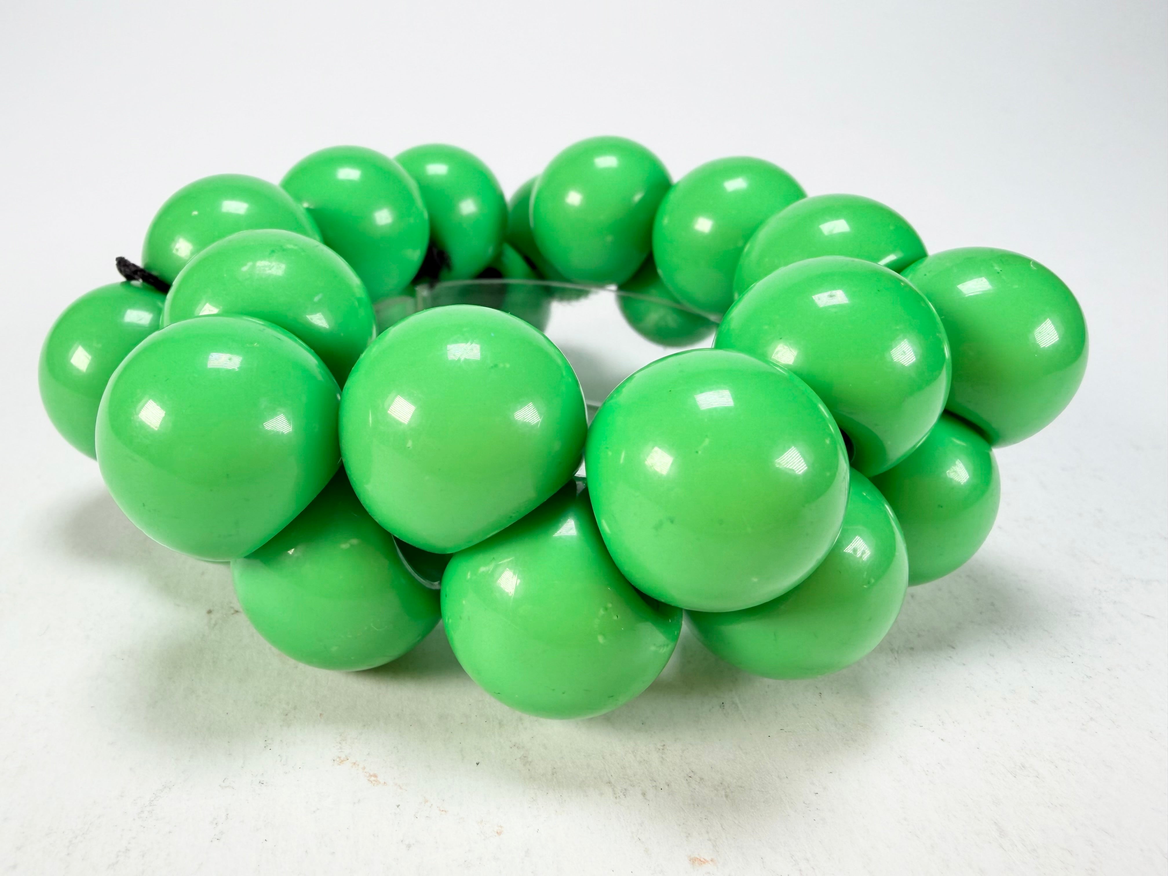 Marion Godart - Grapes "Poignée" Bright Green Large Cluster Elasticated Resin Bracelet