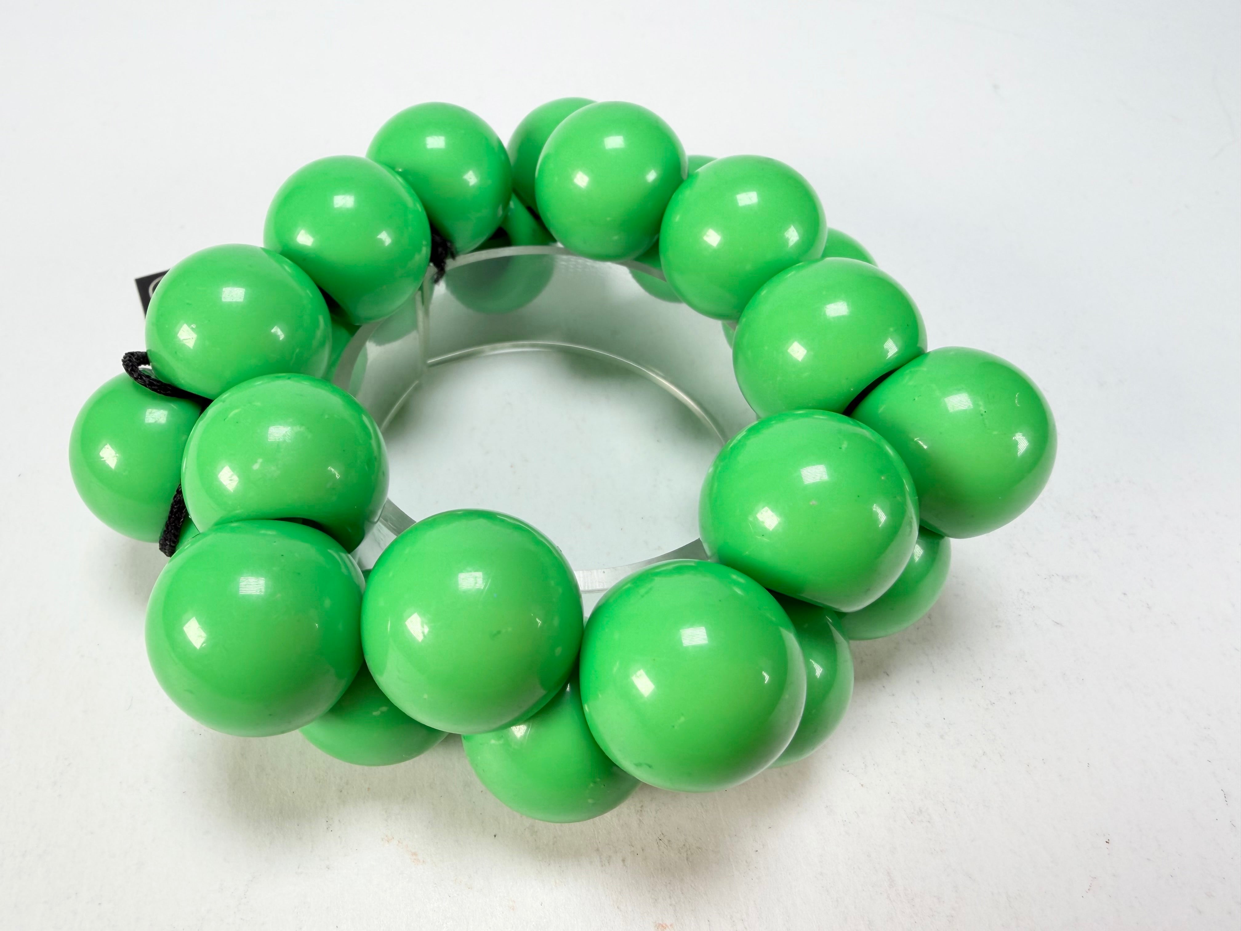 Marion Godart - Grapes "Poignée" Bright Green Large Cluster Elasticated Resin Bracelet