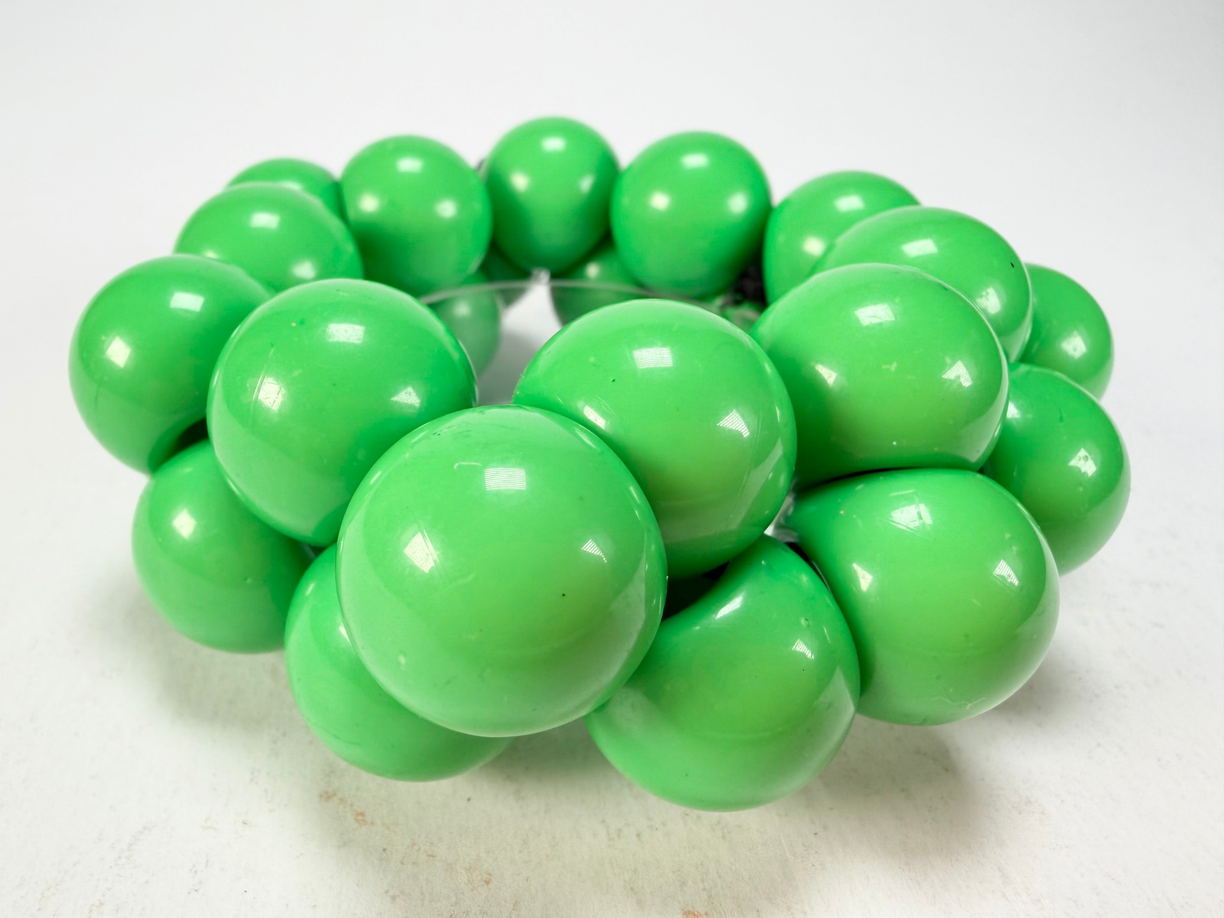 Marion Godart - Grapes "Poignée" Bright Green Large Cluster Elasticated Resin Bracelet