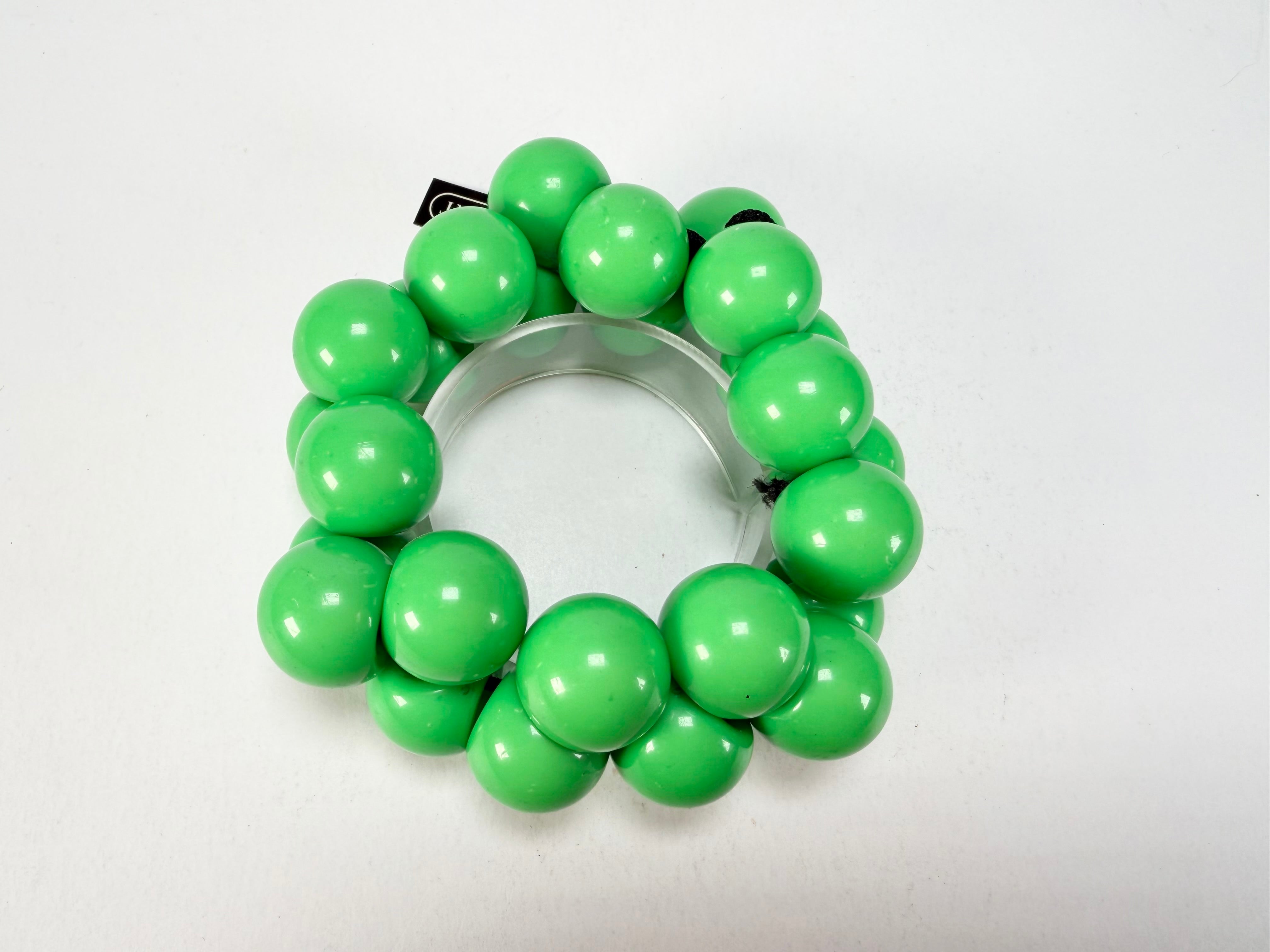 Marion Godart - Grapes "Poignée" Bright Green Large Cluster Elasticated Resin Bracelet