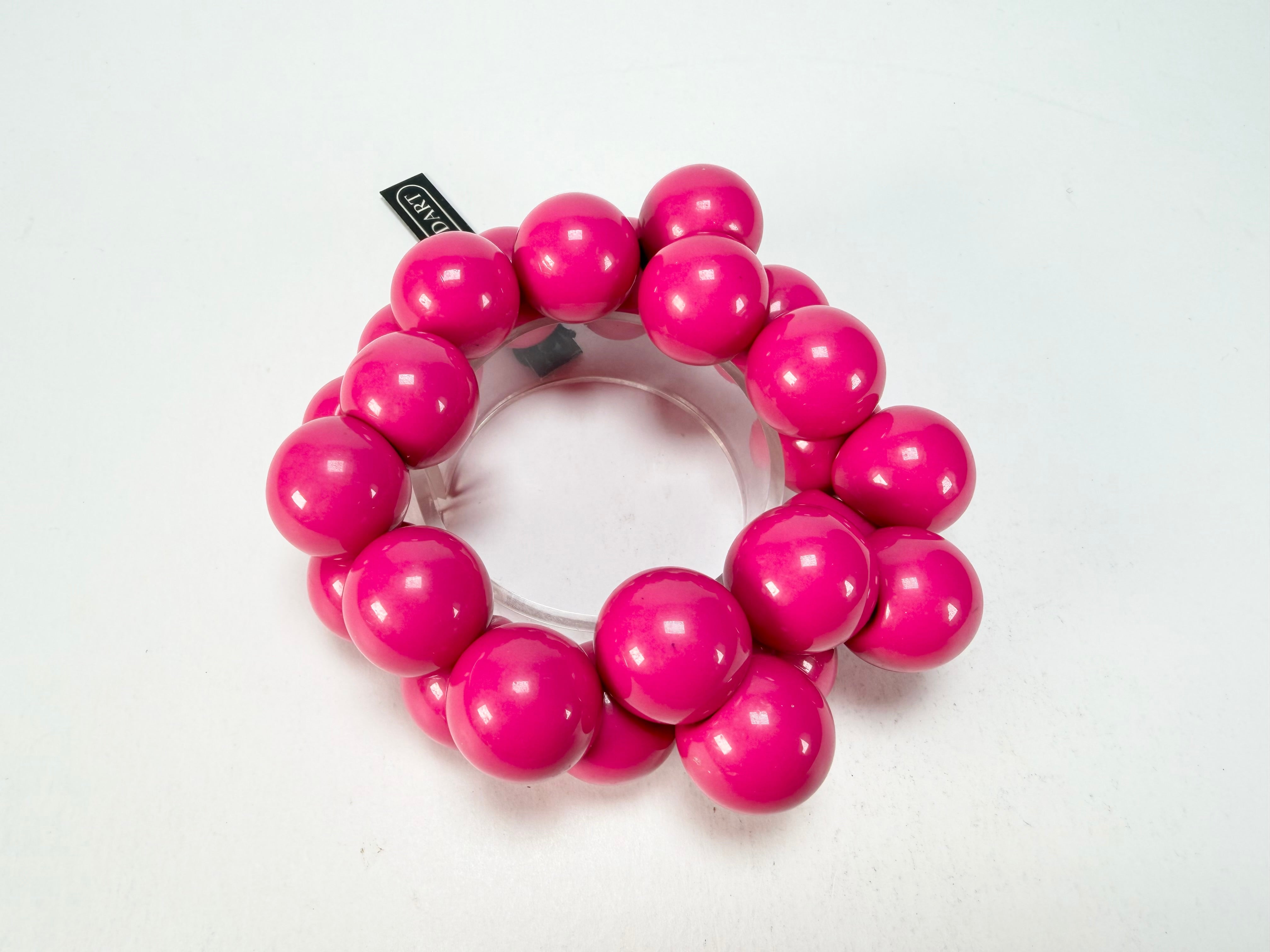 Marion Godart - Grapes "Poignée" Hot Pink Large Cluster Elasticated Resin Bracelet