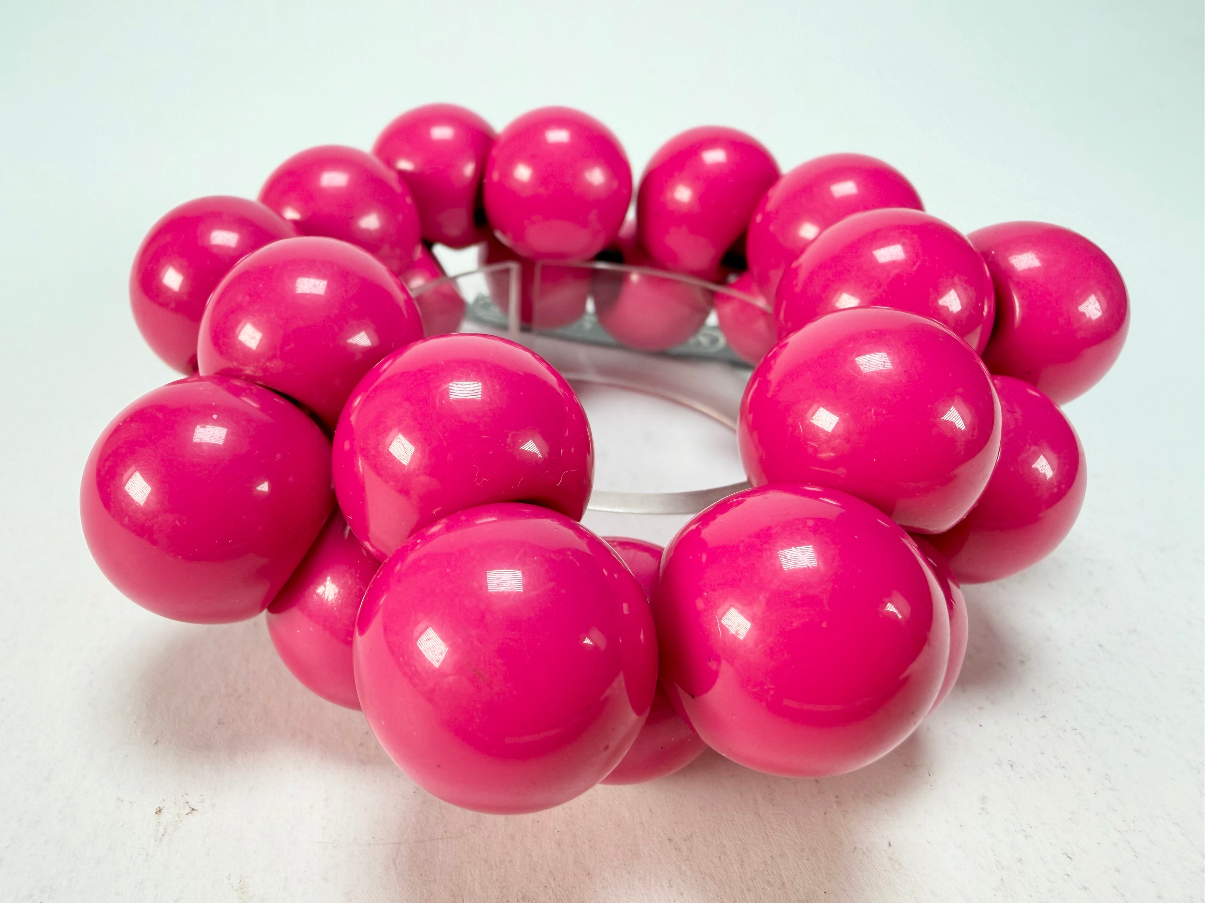 Marion Godart - Grapes "Poignée" Hot Pink Large Cluster Elasticated Resin Bracelet