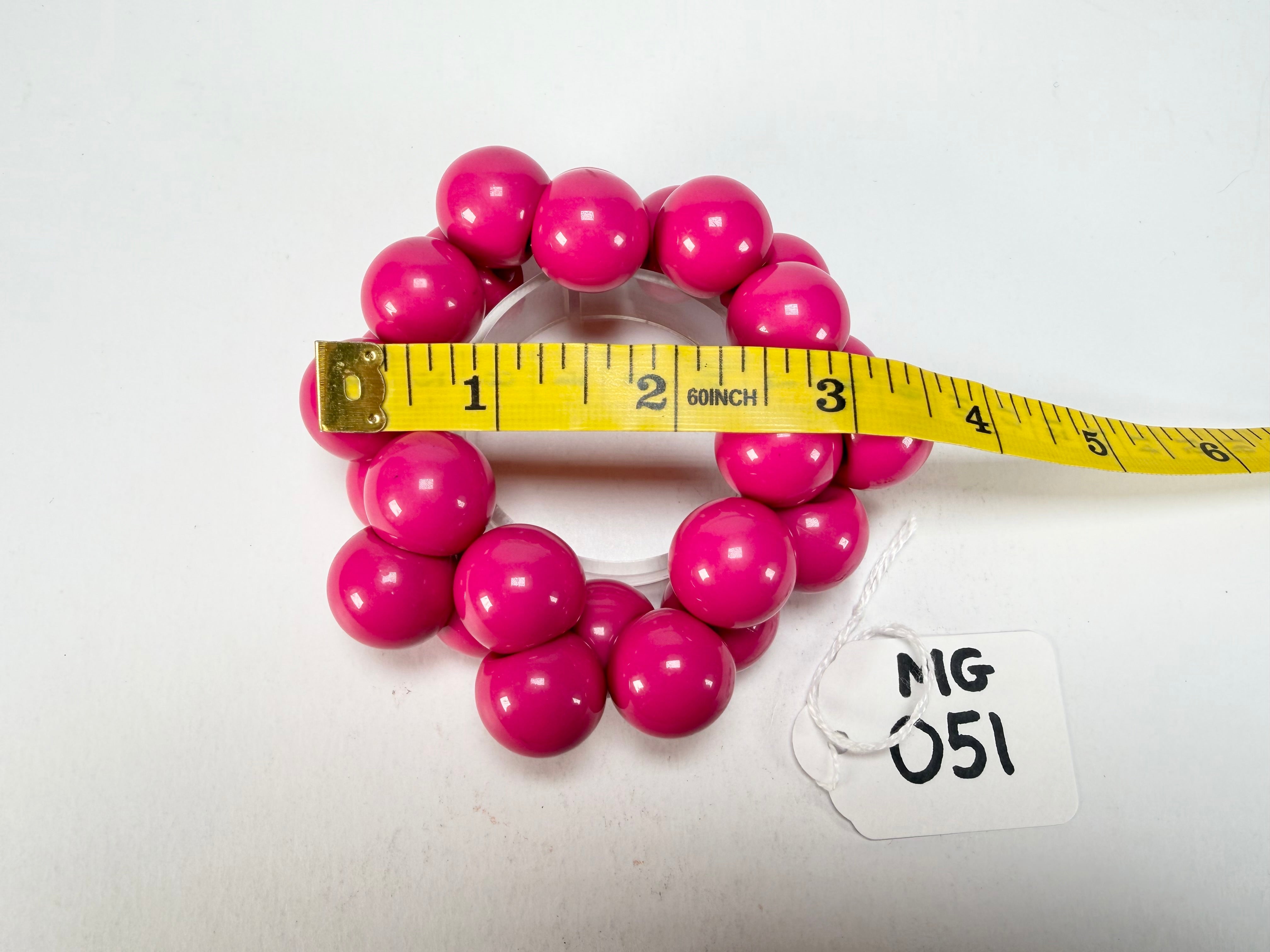 Marion Godart - Grapes "Poignée" Hot Pink Large Cluster Elasticated Resin Bracelet