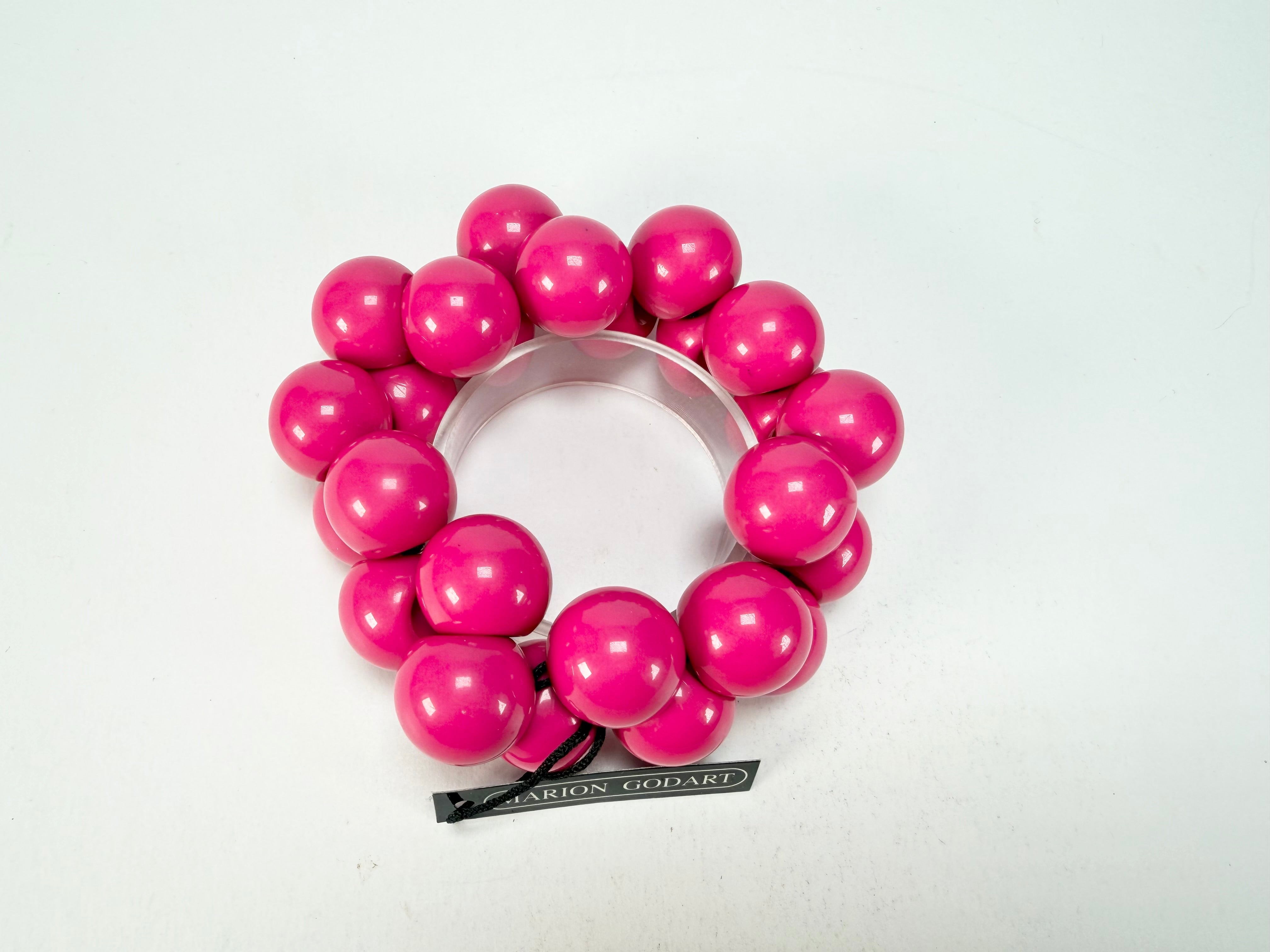 Marion Godart - Grapes "Poignée" Hot Pink Large Cluster Elasticated Resin Bracelet