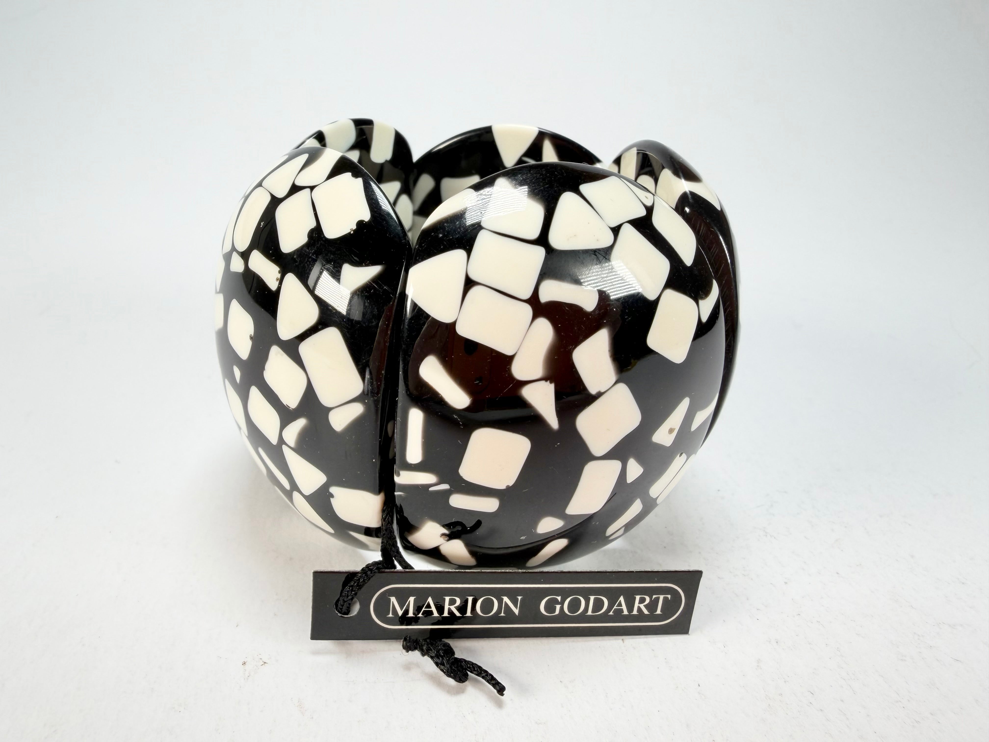 Marion Godart - Confetti "Cinq Pièces" Black & White Elasticated Resin Bracelet