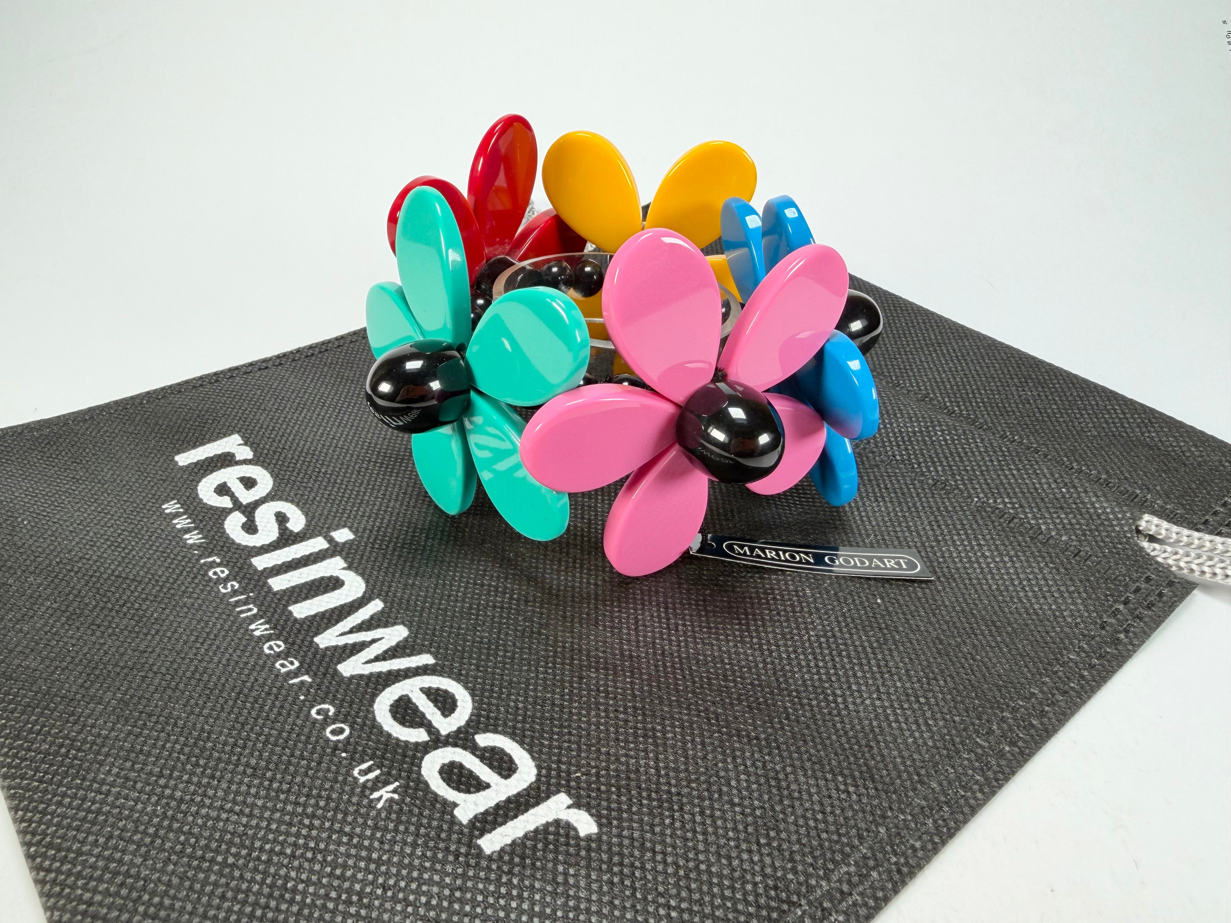 Marion Godart - Floral "Grand Pétale" Multi-Colour Flower Elasticated Resin Bracelet
