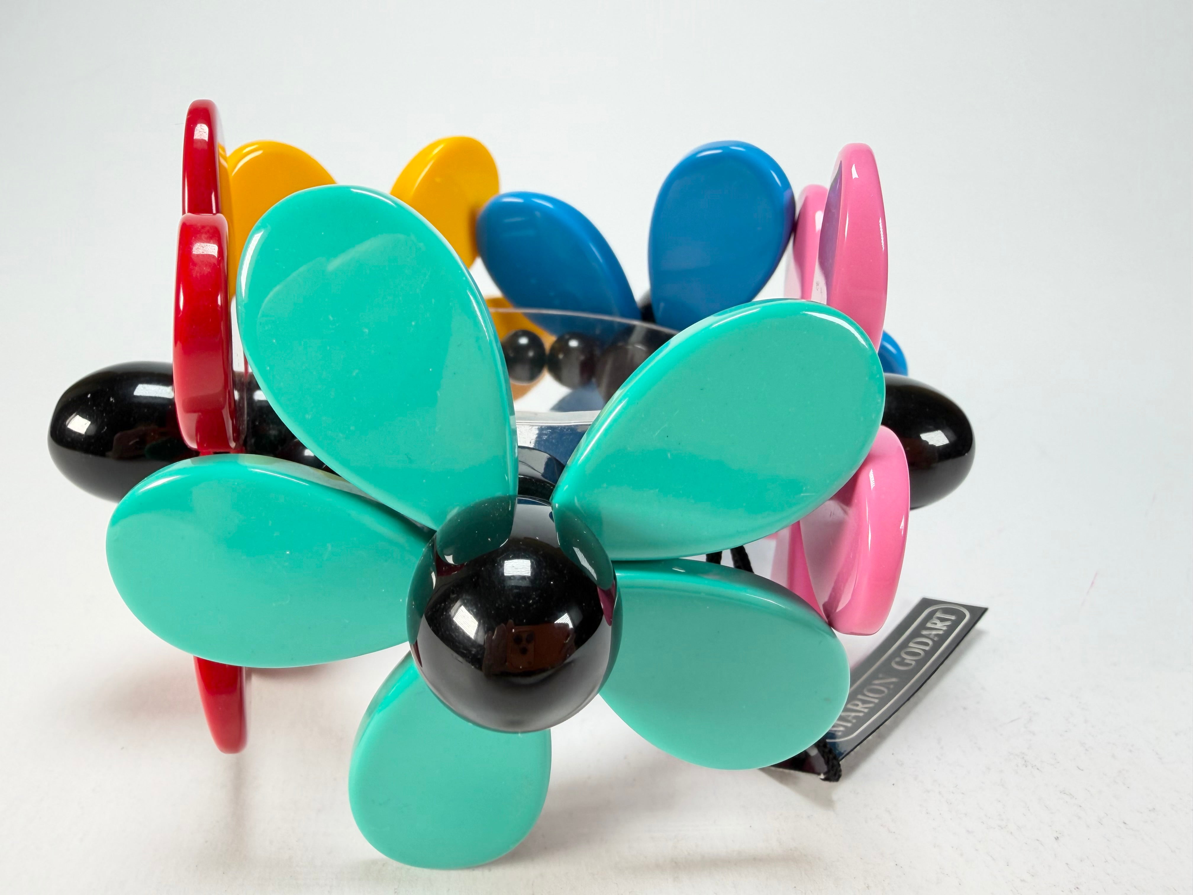Marion Godart - Floral "Grand Pétale" Multi-Colour Flower Elasticated Resin Bracelet
