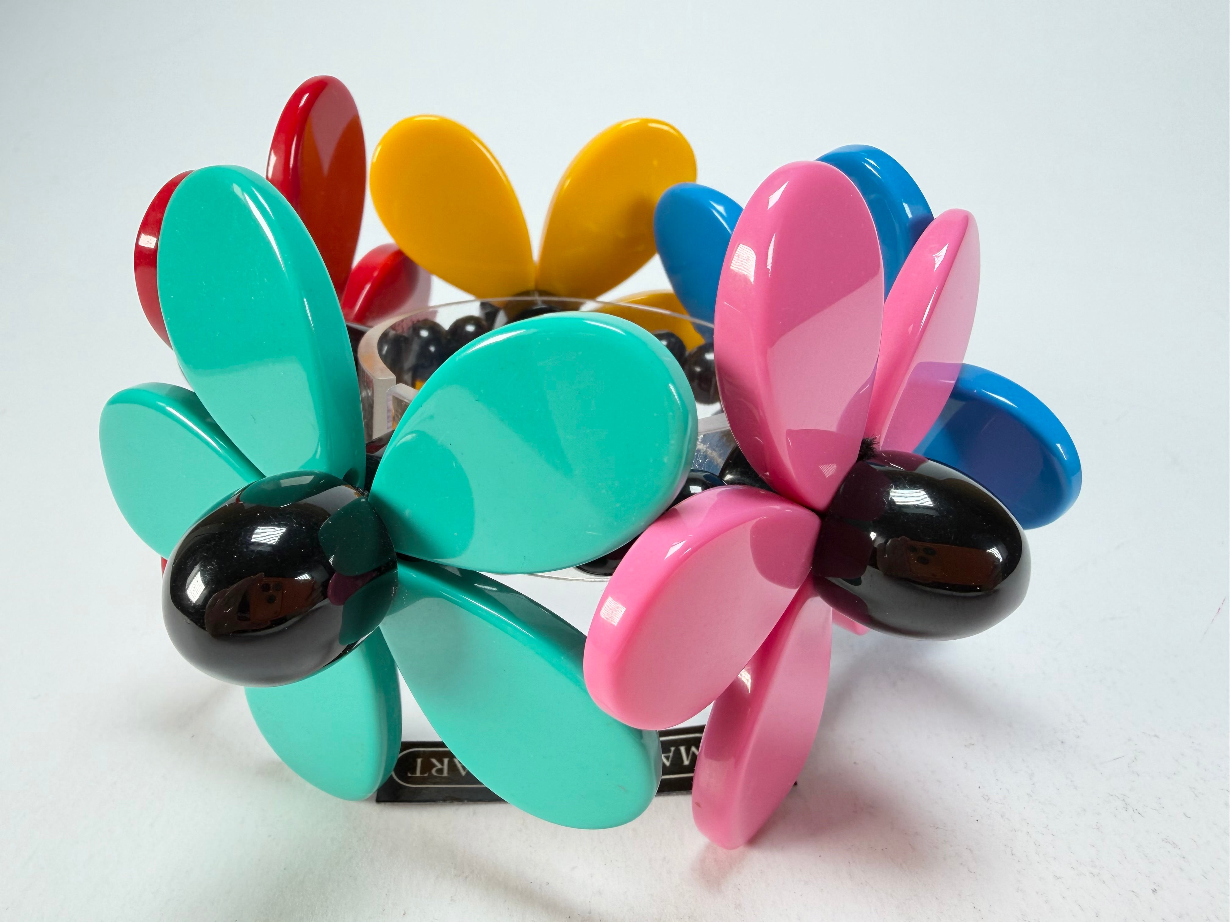 Marion Godart - Floral "Grand Pétale" Multi-Colour Flower Elasticated Resin Bracelet