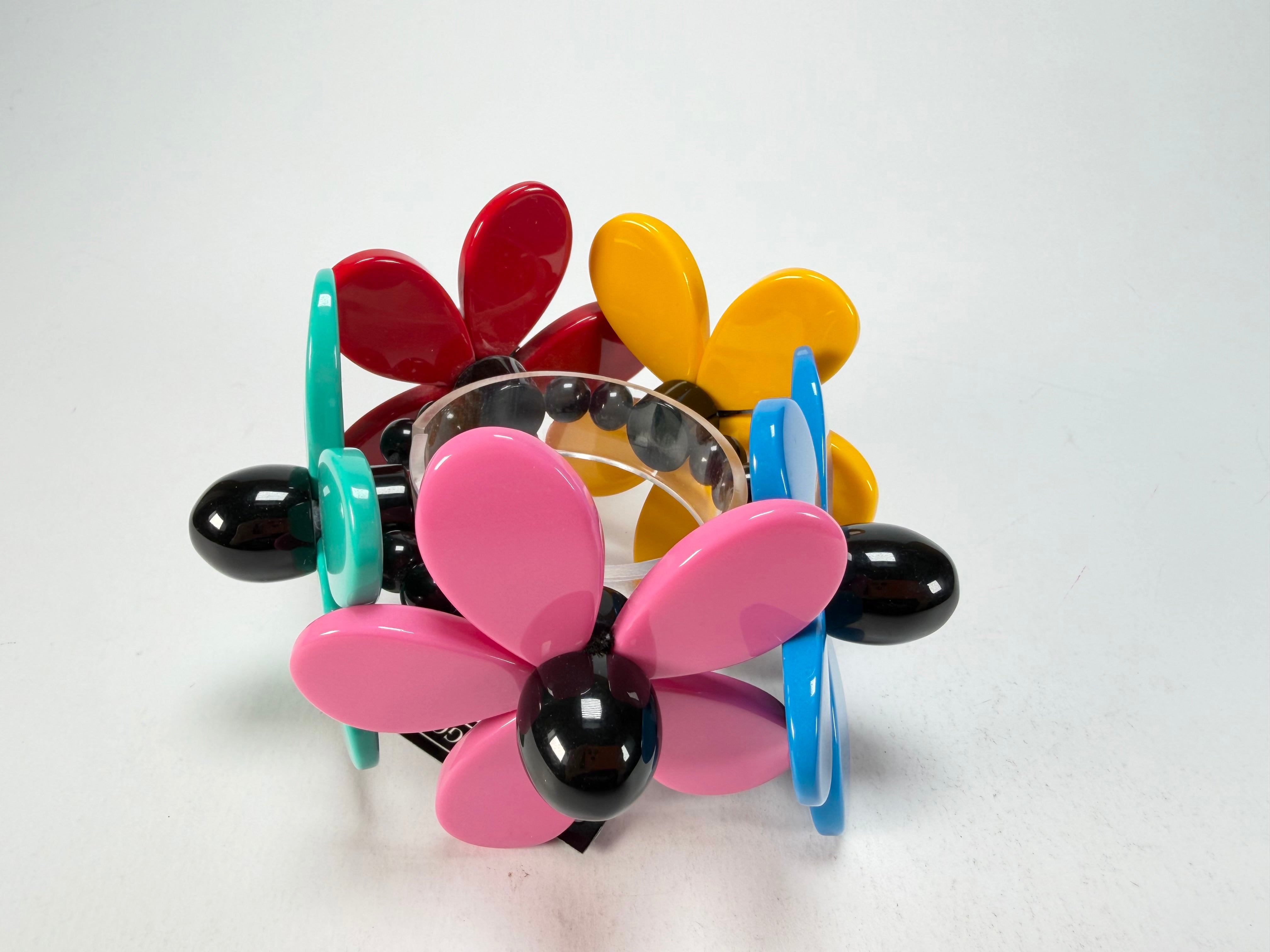 Marion Godart - Floral "Grand Pétale" Multi-Colour Flower Elasticated Resin Bracelet