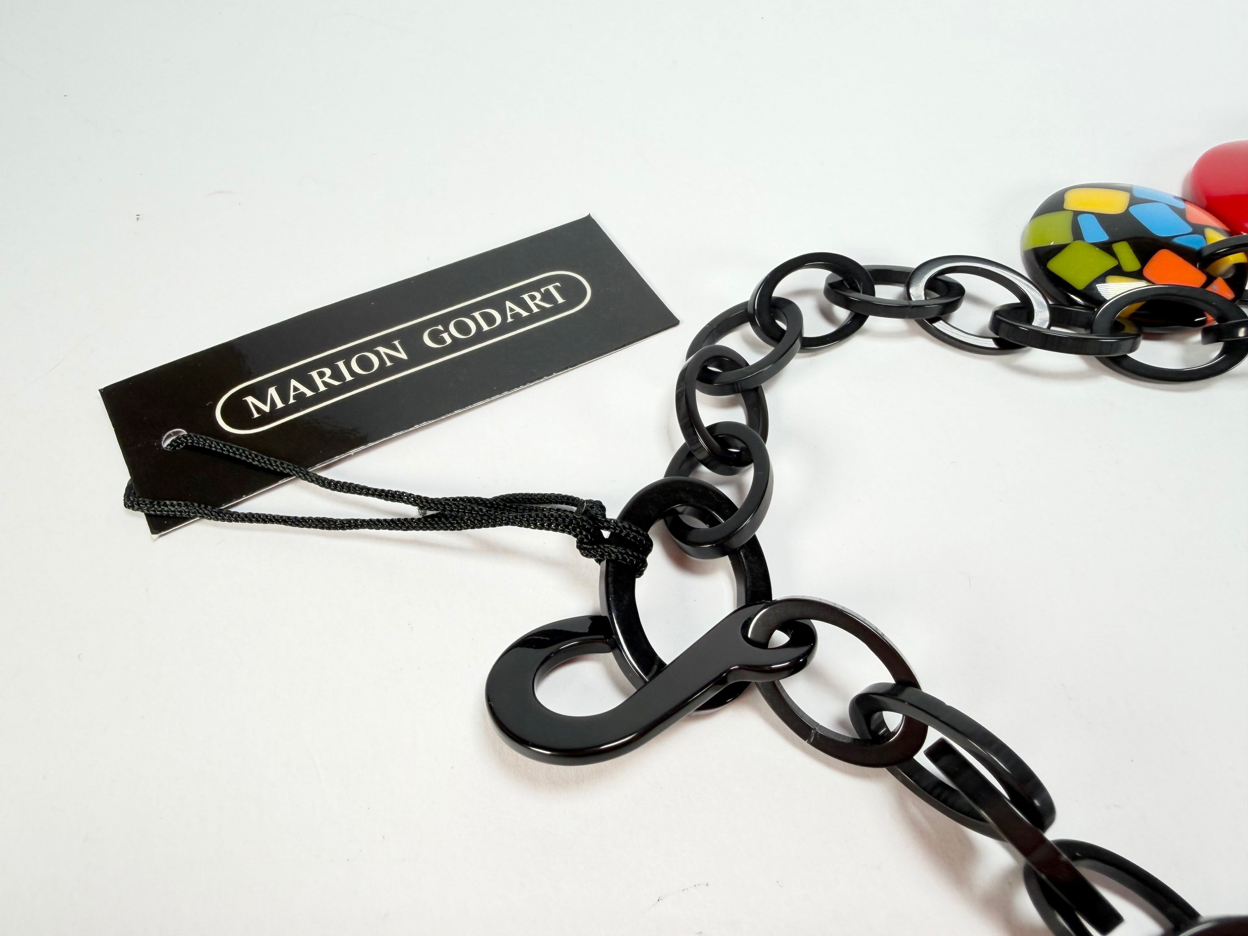 Marion Godart - Confetti "Dual Disque" Art-Deco x Red Mix Resin Necklace