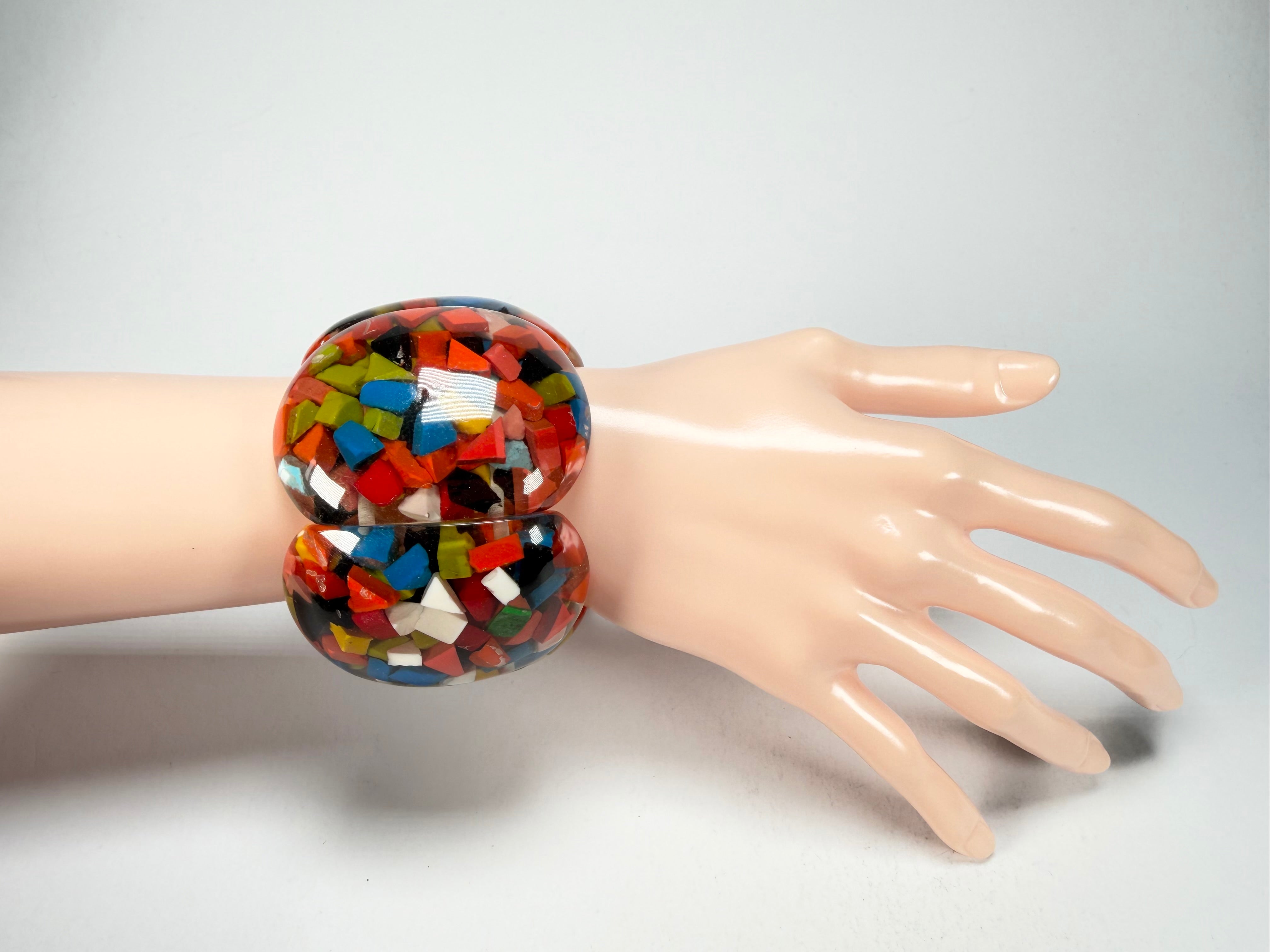 Marion Godart - Confetti "Cinq Pièces" Black + Summer Mix Elasticated Resin Bracelet
