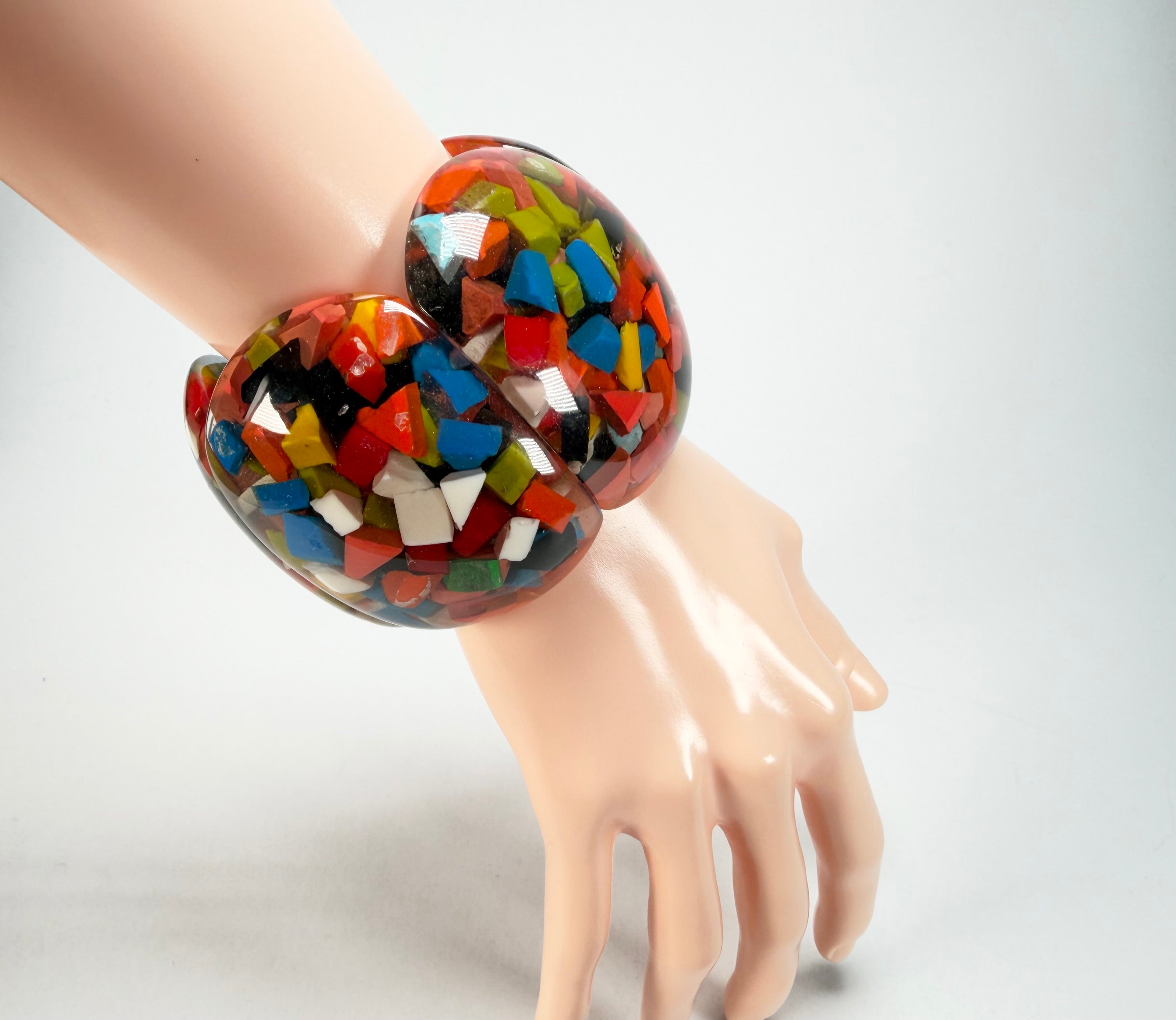 Marion Godart - Confetti "Cinq Pièces" Black + Summer Mix Elasticated Resin Bracelet
