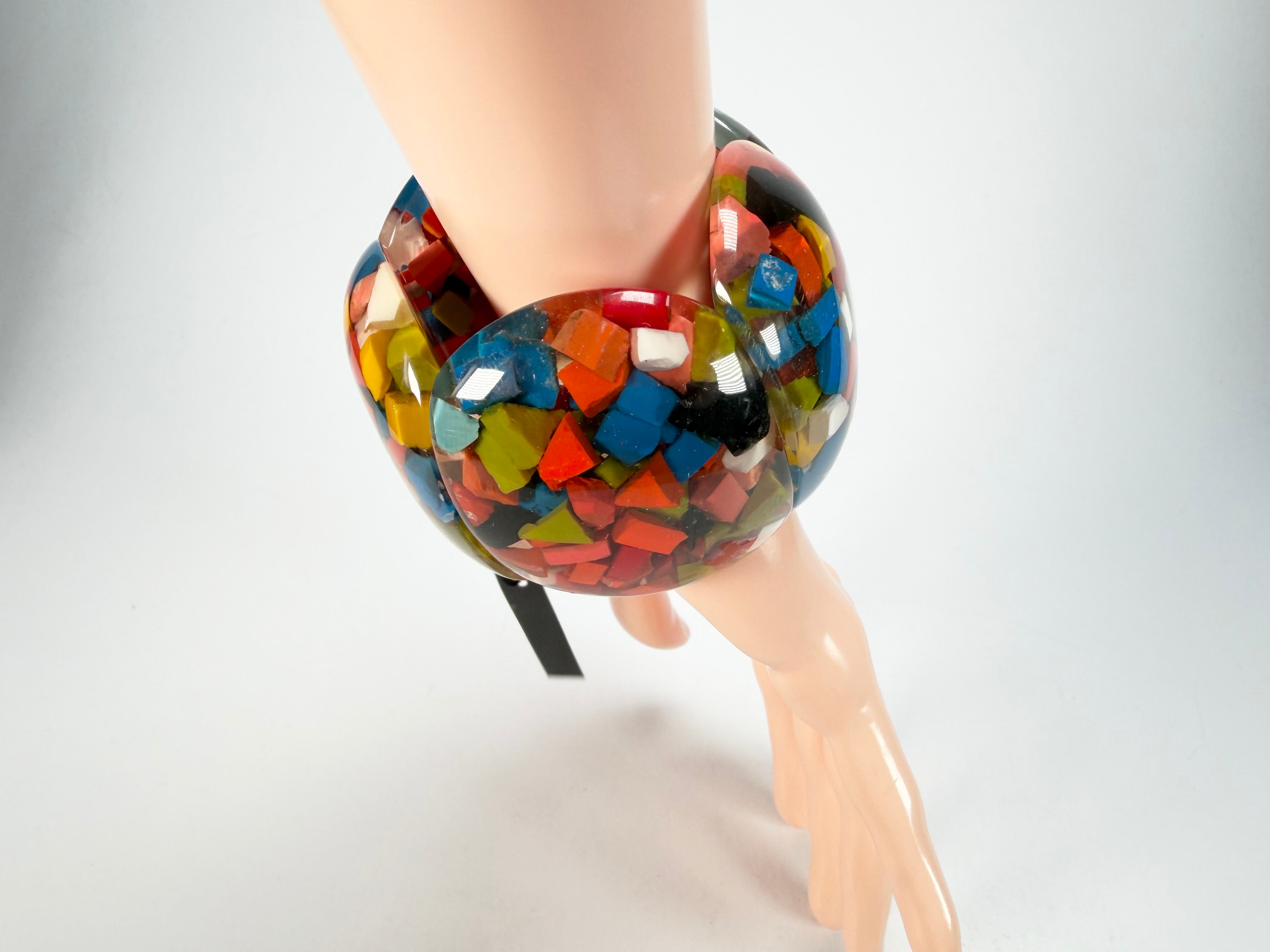 Marion Godart - Confetti "Cinq Pièces" Black + Summer Mix Elasticated Resin Bracelet