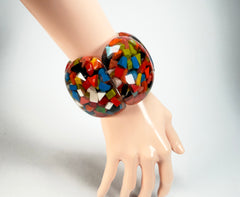 Marion Godart - Confetti "Cinq Pièces" Black + Summer Mix Elasticated Resin Bracelet