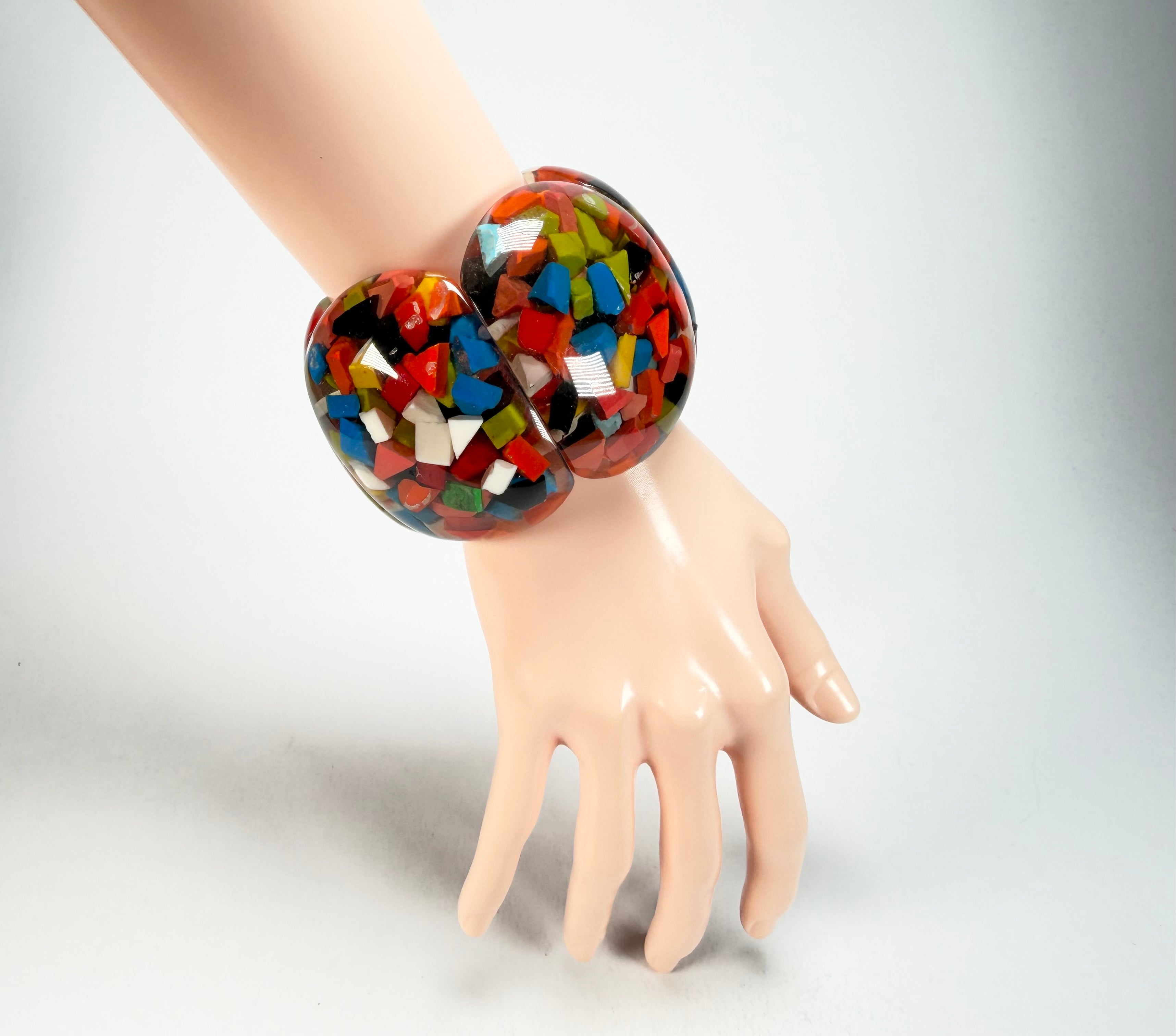 Marion Godart - Confetti "Cinq Pièces" Black + Summer Mix Elasticated Resin Bracelet