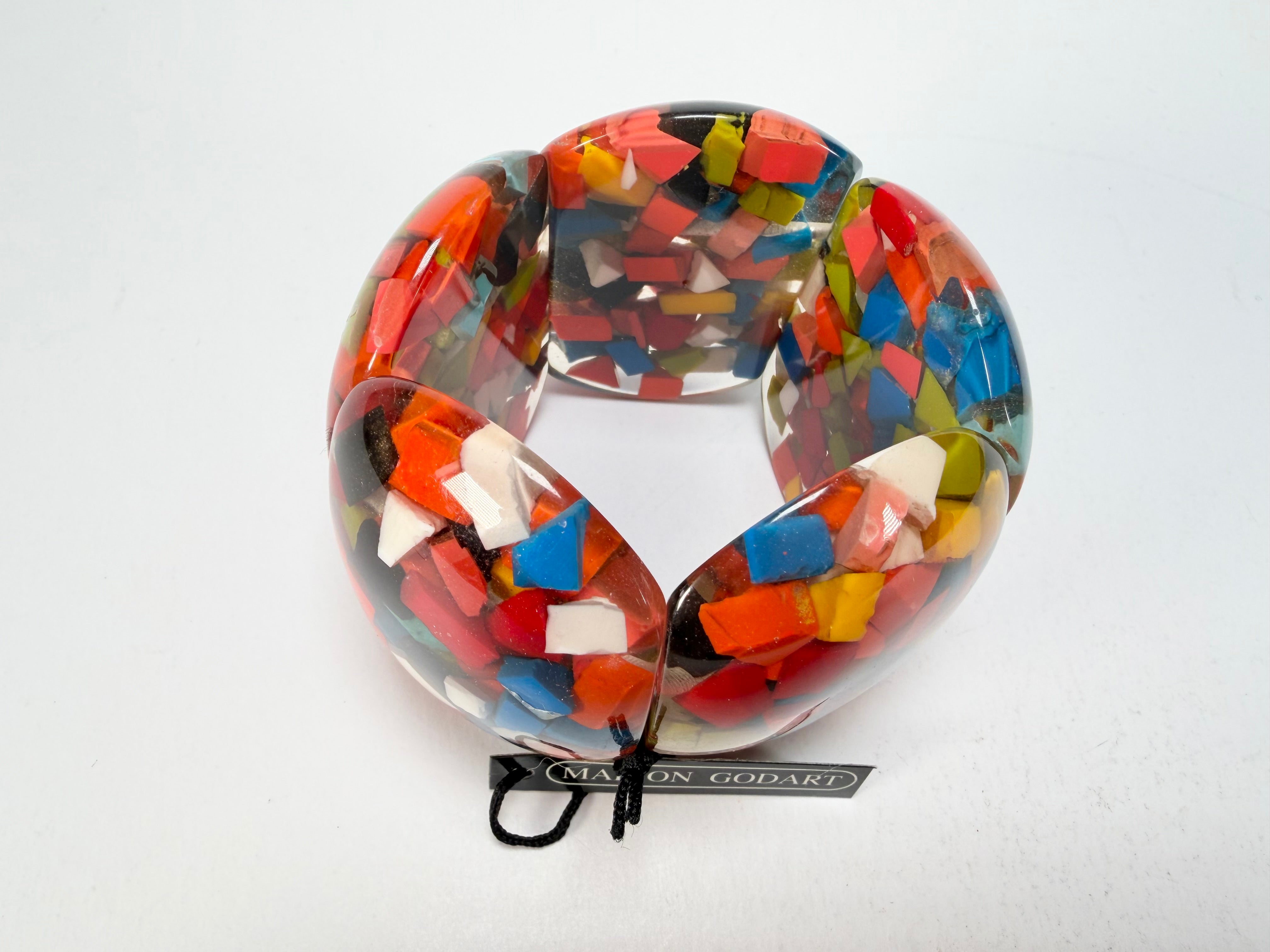 Marion Godart - Confetti "Cinq Pièces" Black + Summer Mix Elasticated Resin Bracelet