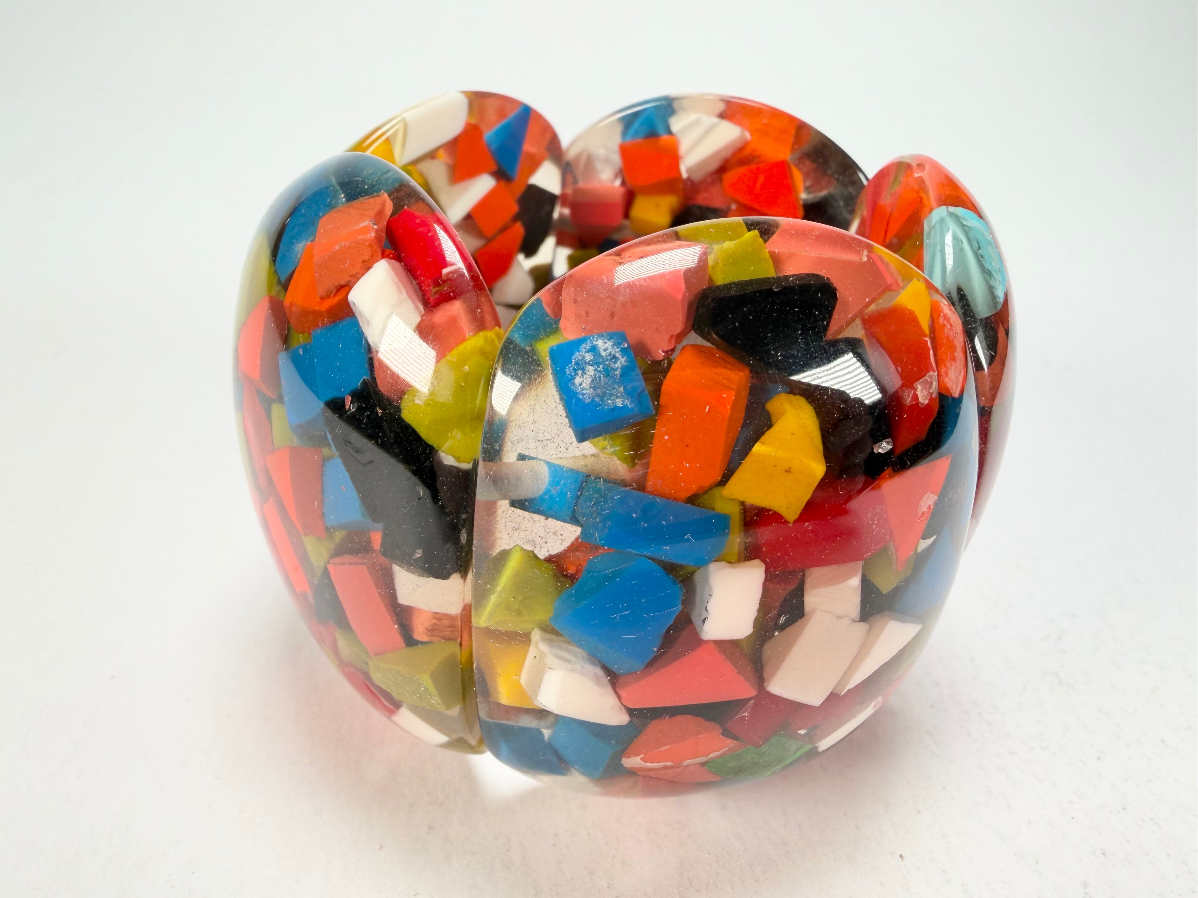 Marion Godart - Confetti "Cinq Pièces" Black + Summer Mix Elasticated Resin Bracelet