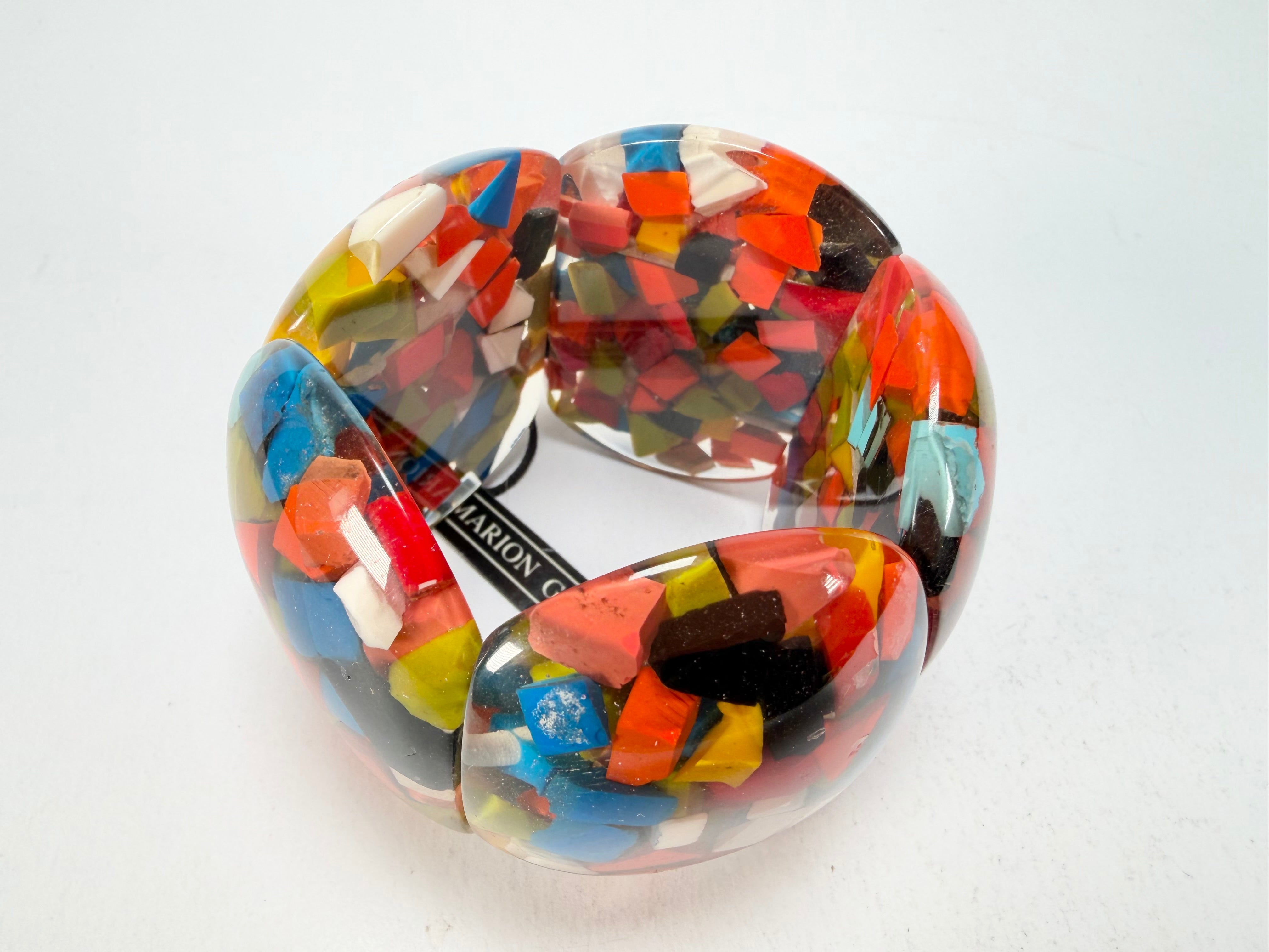 Marion Godart - Confetti "Cinq Pièces" Black + Summer Mix Elasticated Resin Bracelet