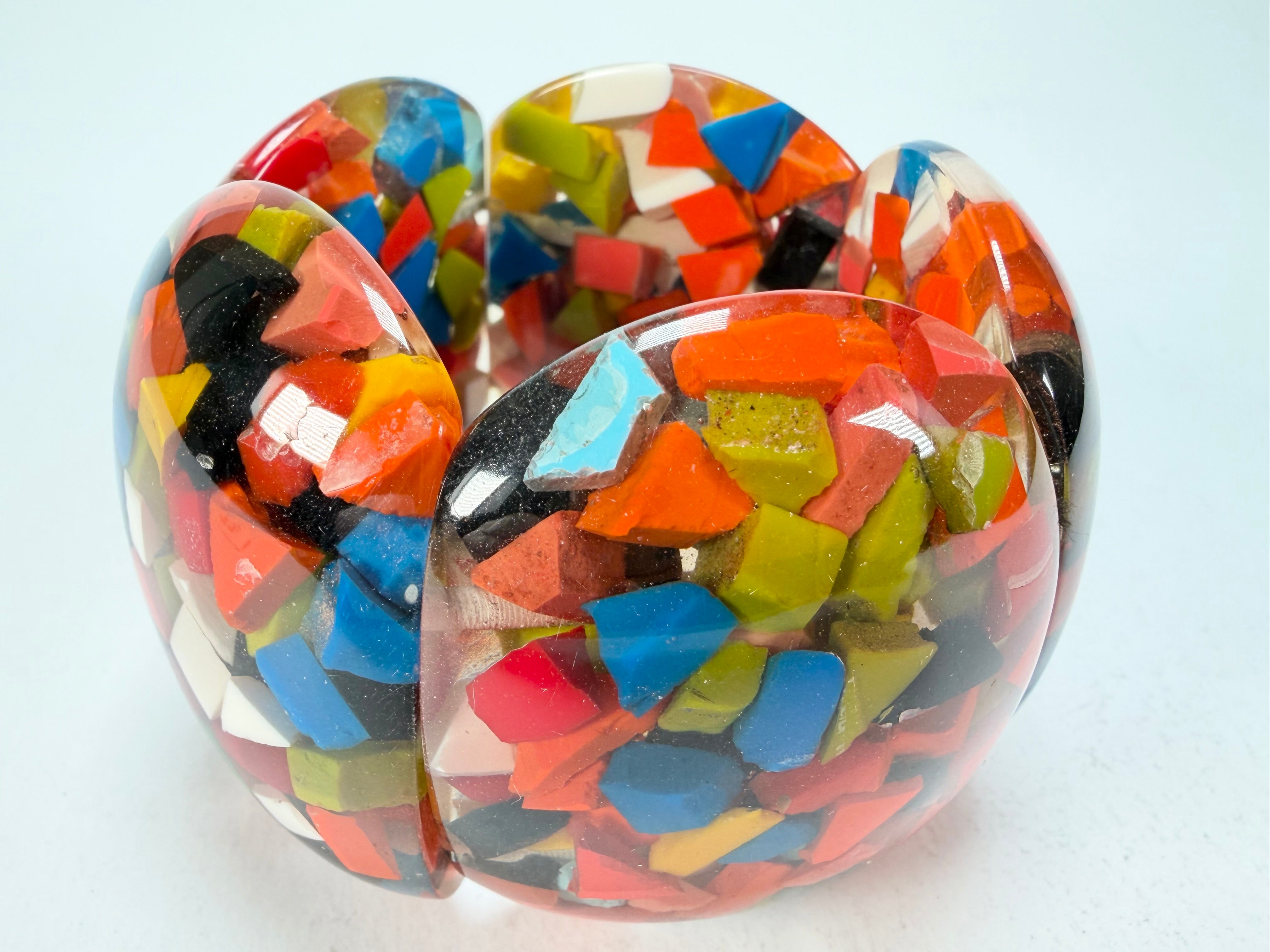 Marion Godart - Confetti "Cinq Pièces" Black + Summer Mix Elasticated Resin Bracelet