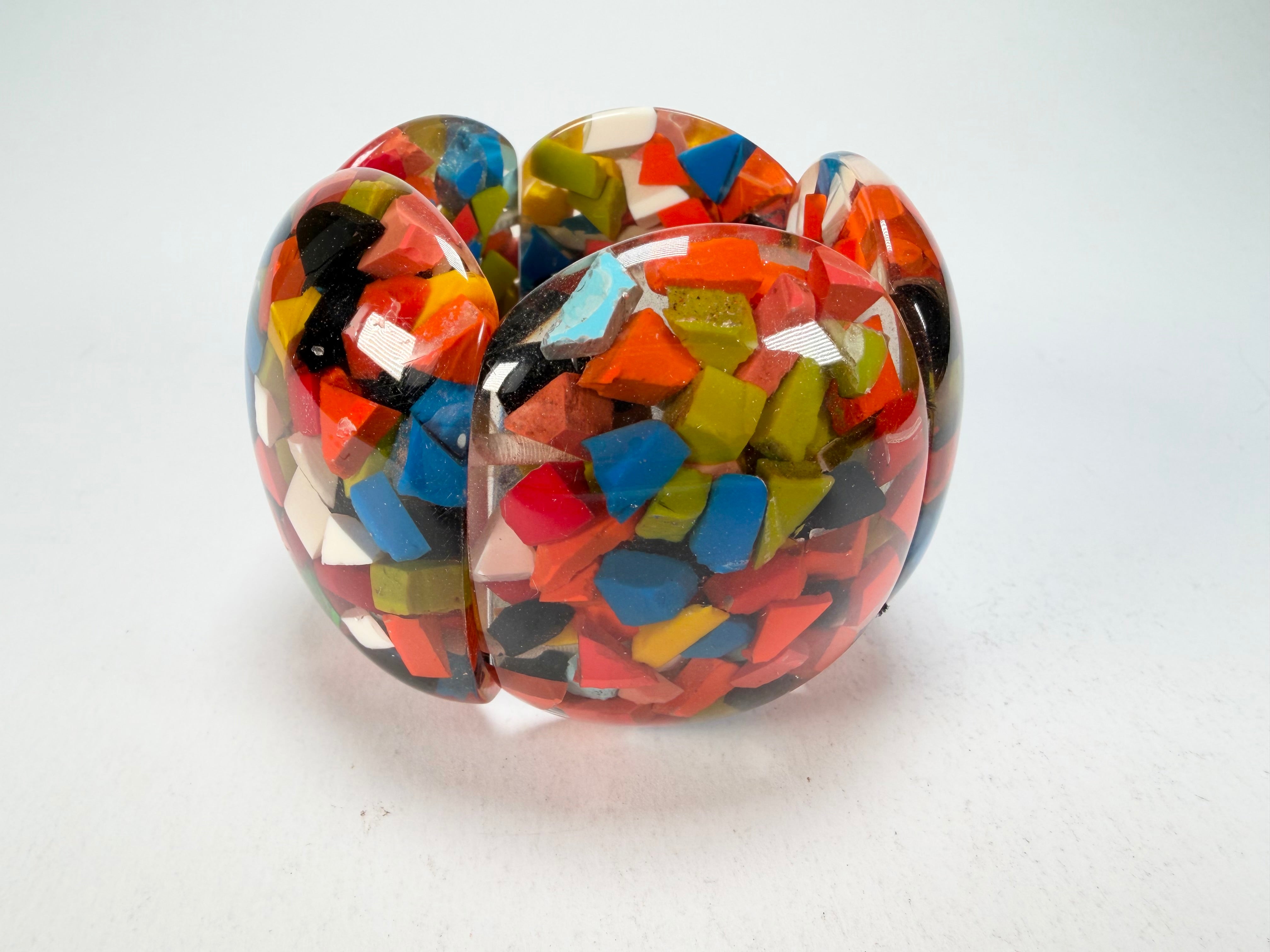 Marion Godart - Confetti "Cinq Pièces" Black + Summer Mix Elasticated Resin Bracelet