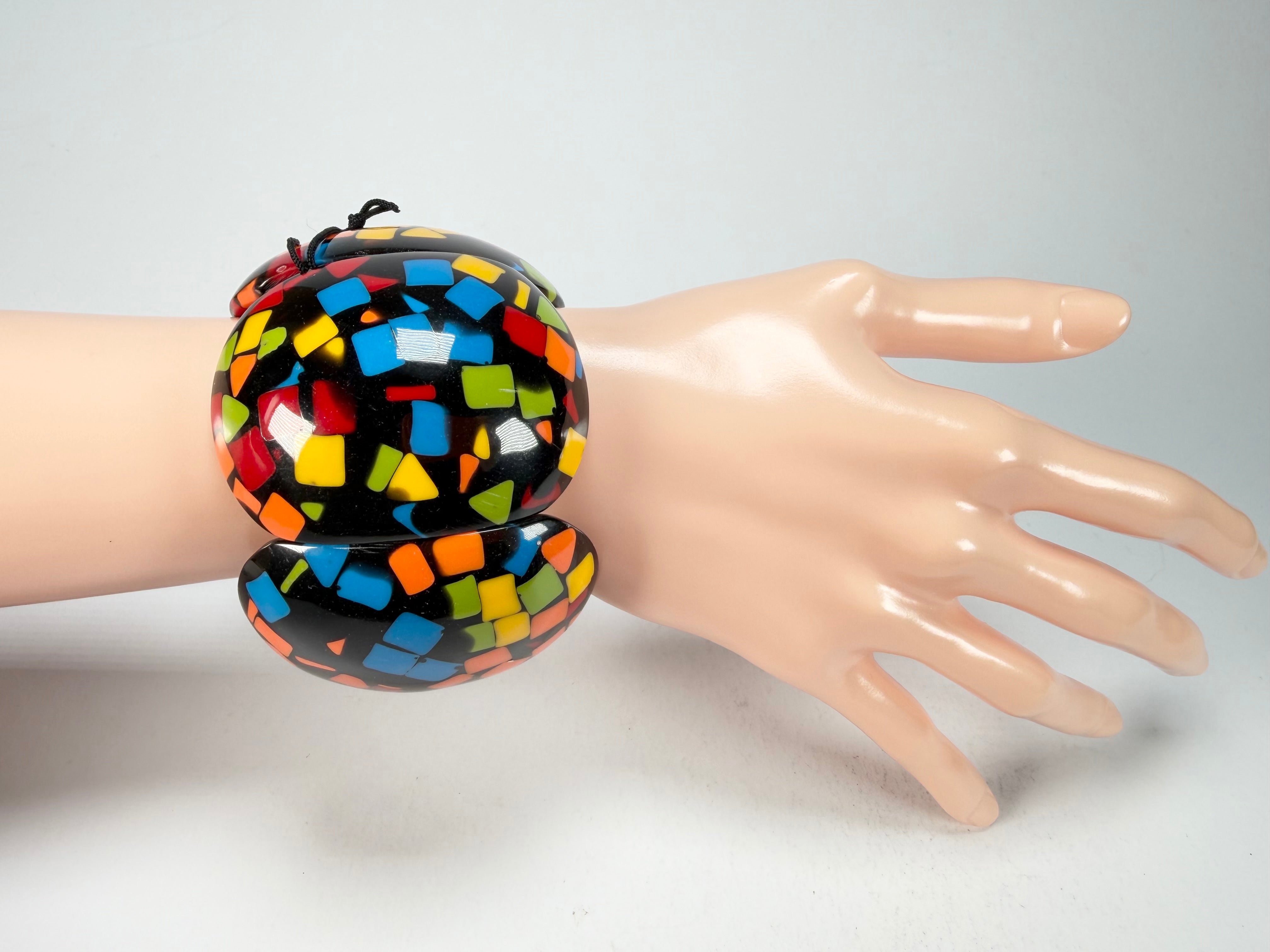 Marion Godart - Confetti "Cinq Pièces" Art-Deco Mix Elasticated Resin Bracelet