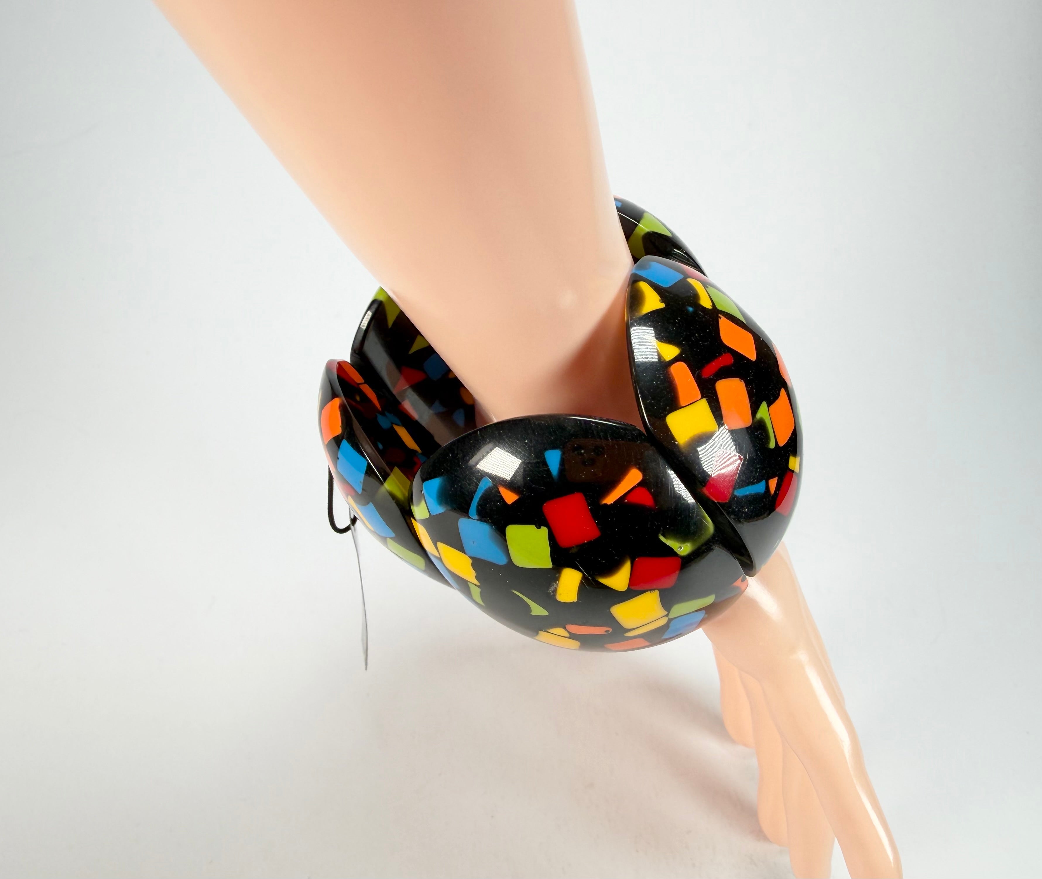 Marion Godart - Confetti "Cinq Pièces" Art-Deco Mix Elasticated Resin Bracelet