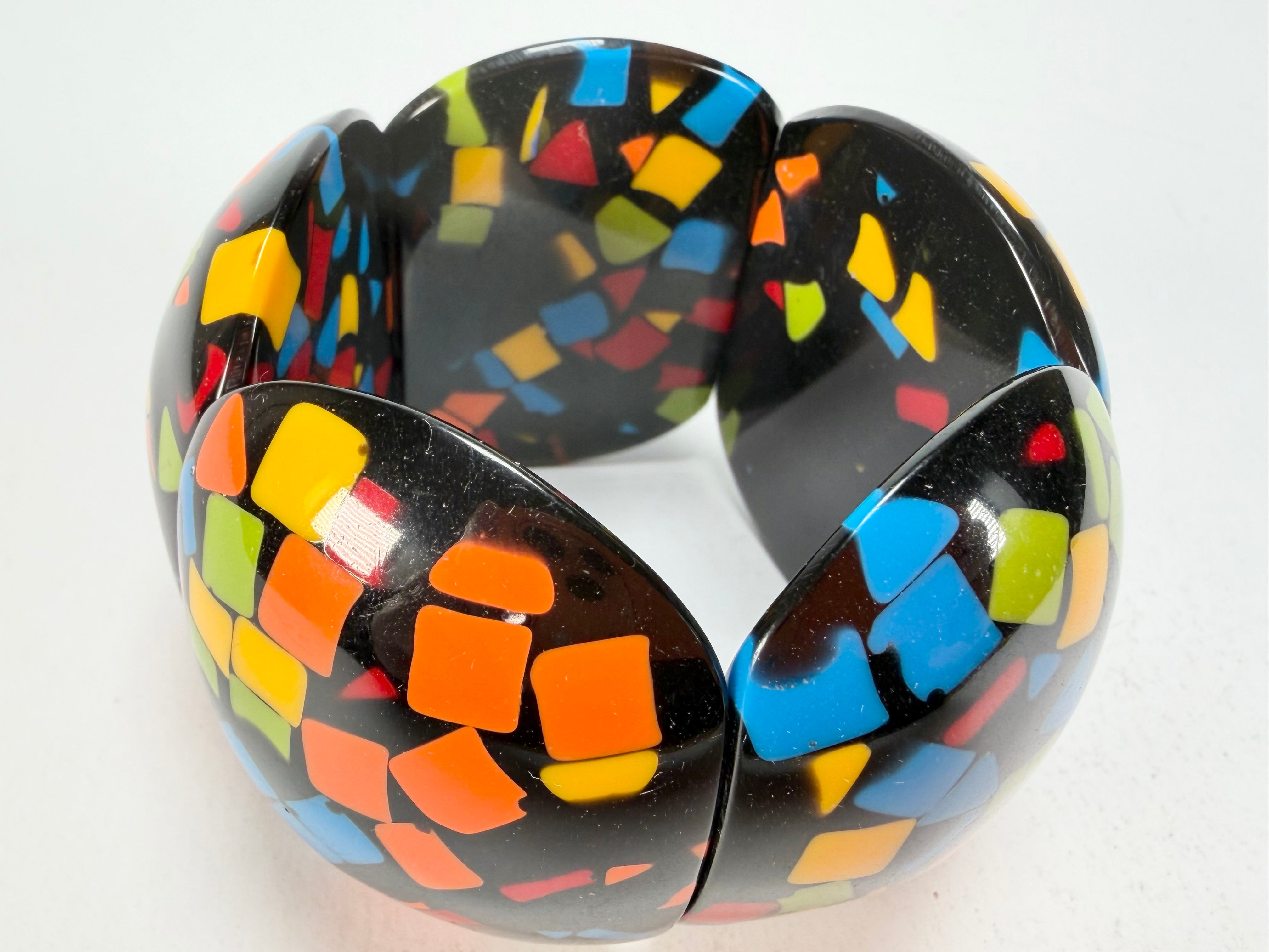 Marion Godart - Confetti "Cinq Pièces" Art-Deco Mix Elasticated Resin Bracelet