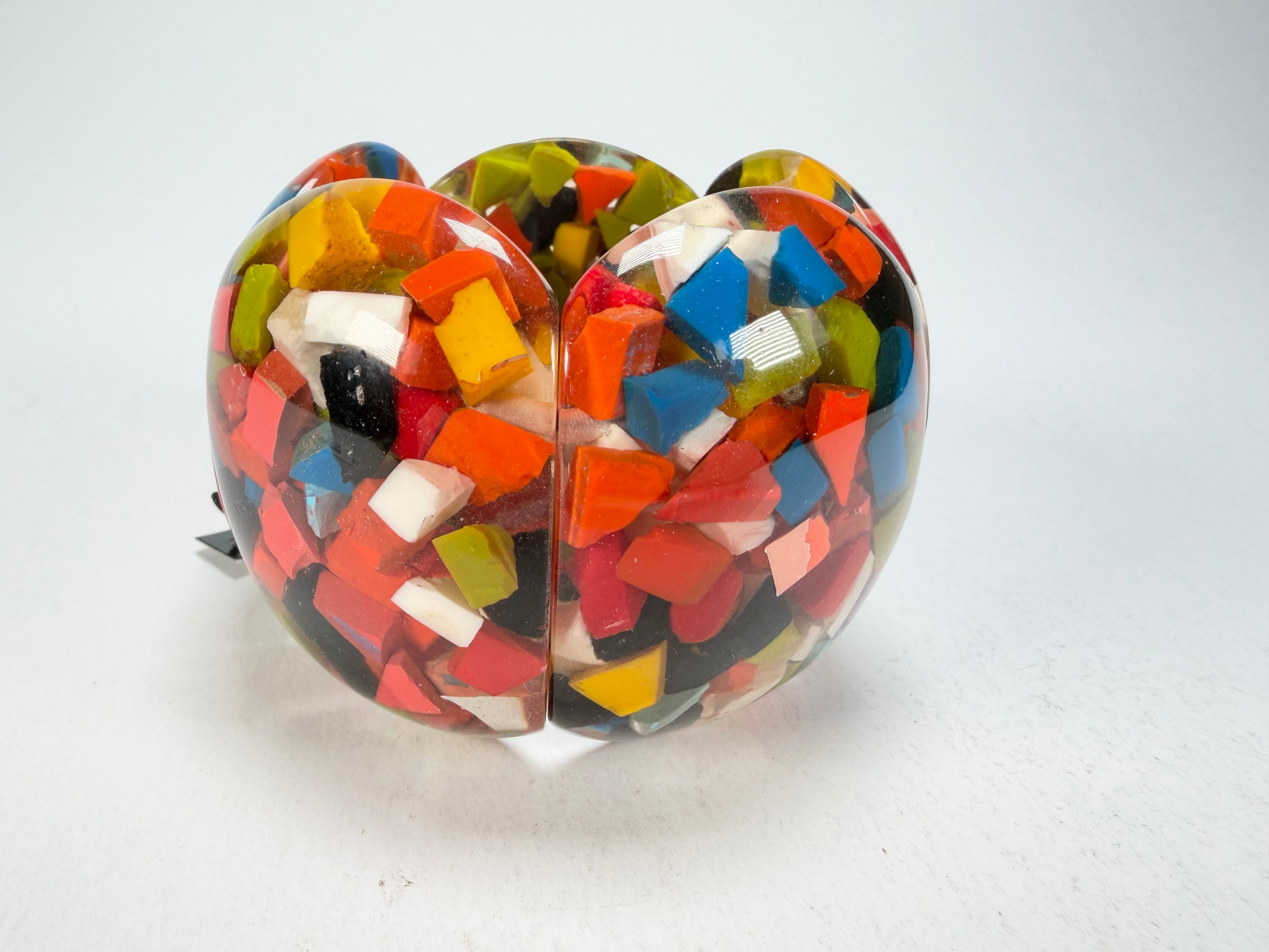 Marion Godart - Confetti "Cinq Pièces" Black + Summer Mix Elasticated Resin Bracelet