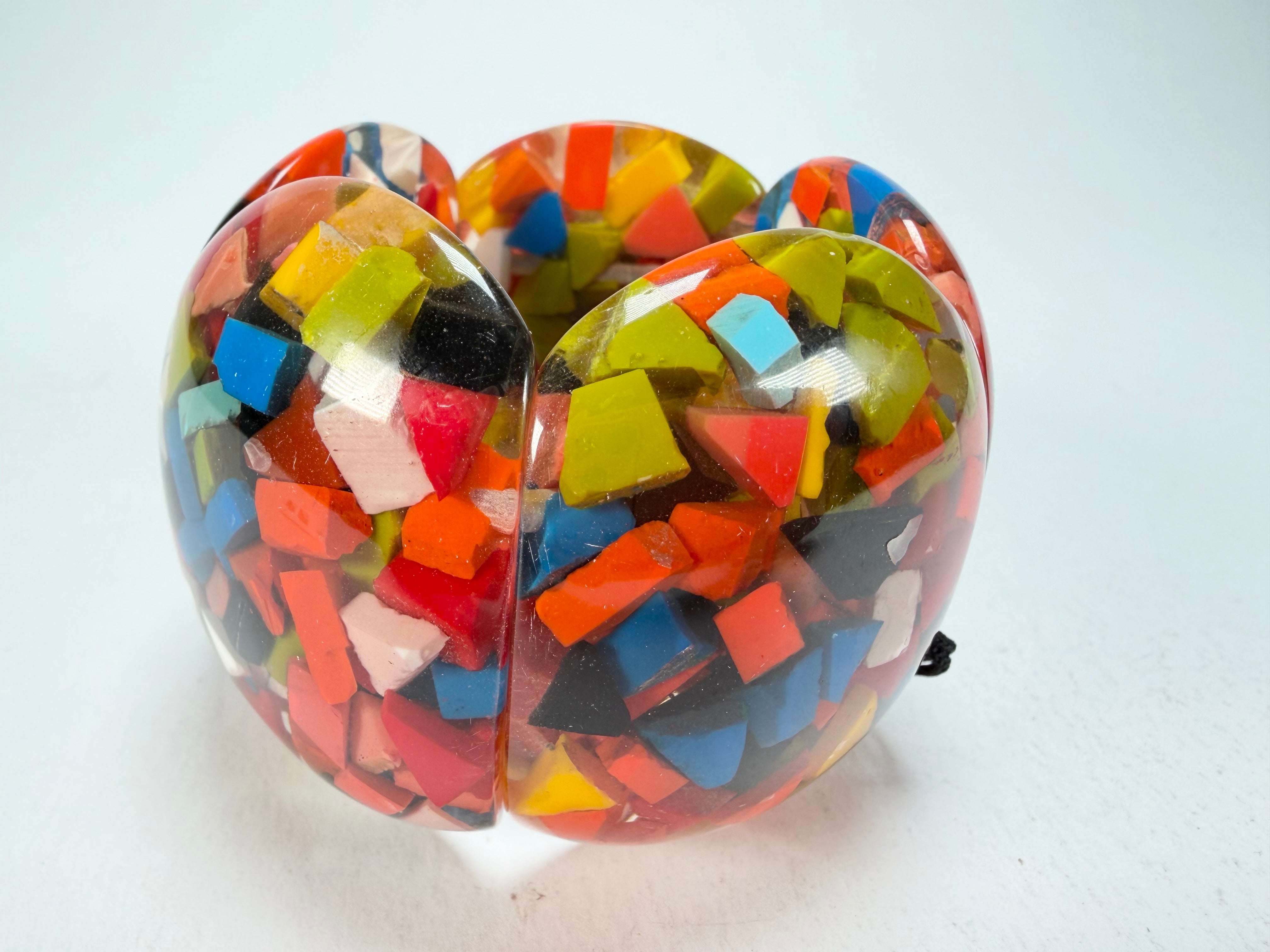 Marion Godart - Confetti "Cinq Pièces" Black + Summer Mix Elasticated Resin Bracelet