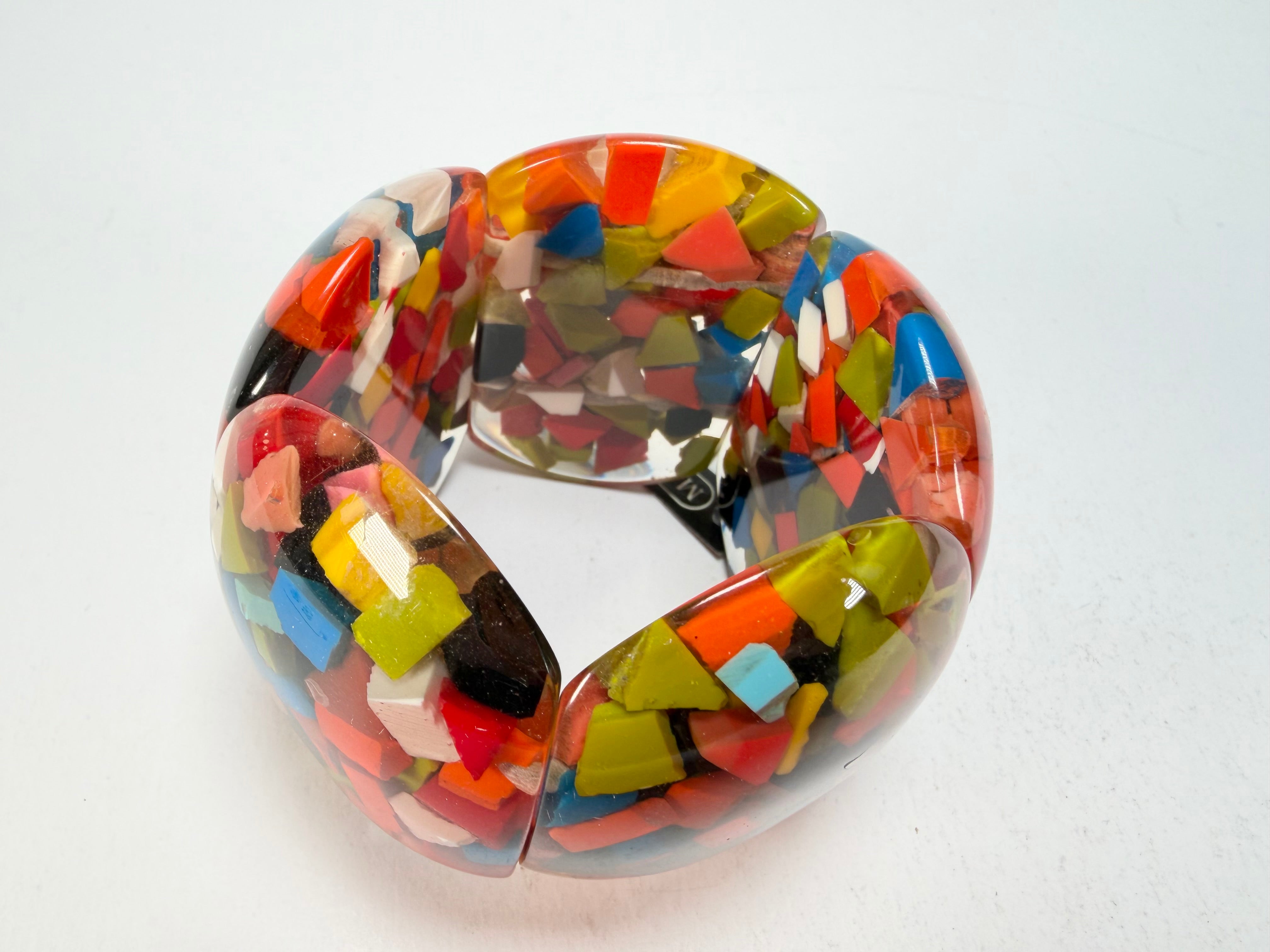 Marion Godart - Confetti "Cinq Pièces" Black + Summer Mix Elasticated Resin Bracelet