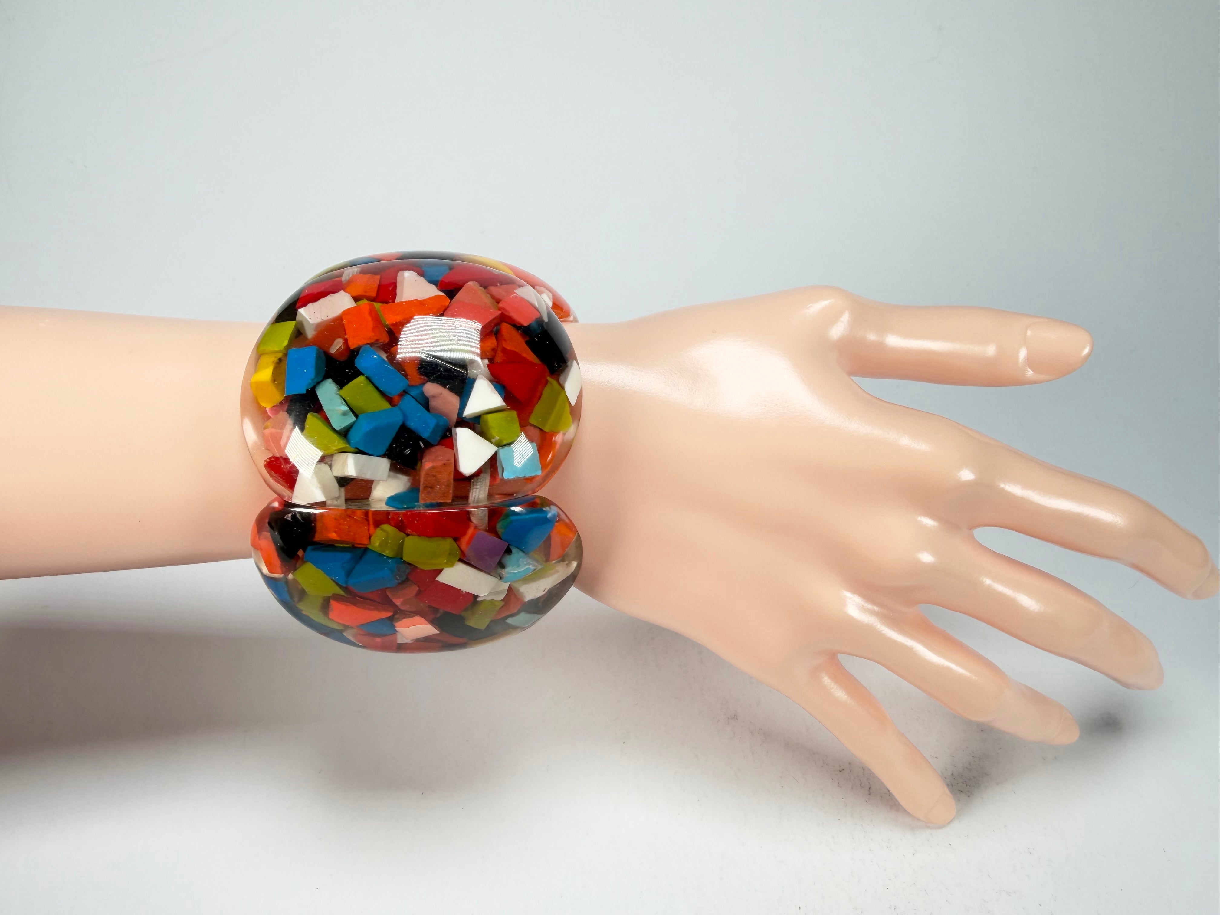 Marion Godart - Confetti "Cinq Pièces" Black + Summer Mix Elasticated Resin Bracelet